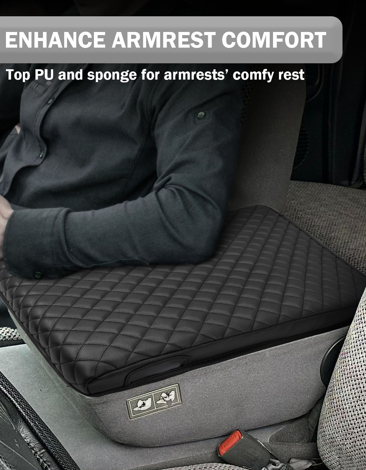 KBH Black Center Console Armrest Cover for Jump Seat 1994-2001 Dodge Ram 1500 2500 3500