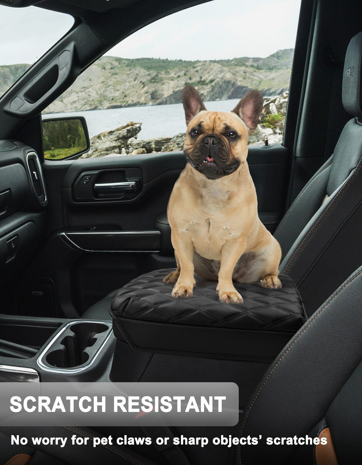 KBH Center Console Armrest Cover Pad for Bucket Seat 2019-2025 Chevy Silverado 1500 2500 3500,2019-2025 GMC Sierra 1500 2500 3500,2021-2025 Tahoe/Suburban/Yukon