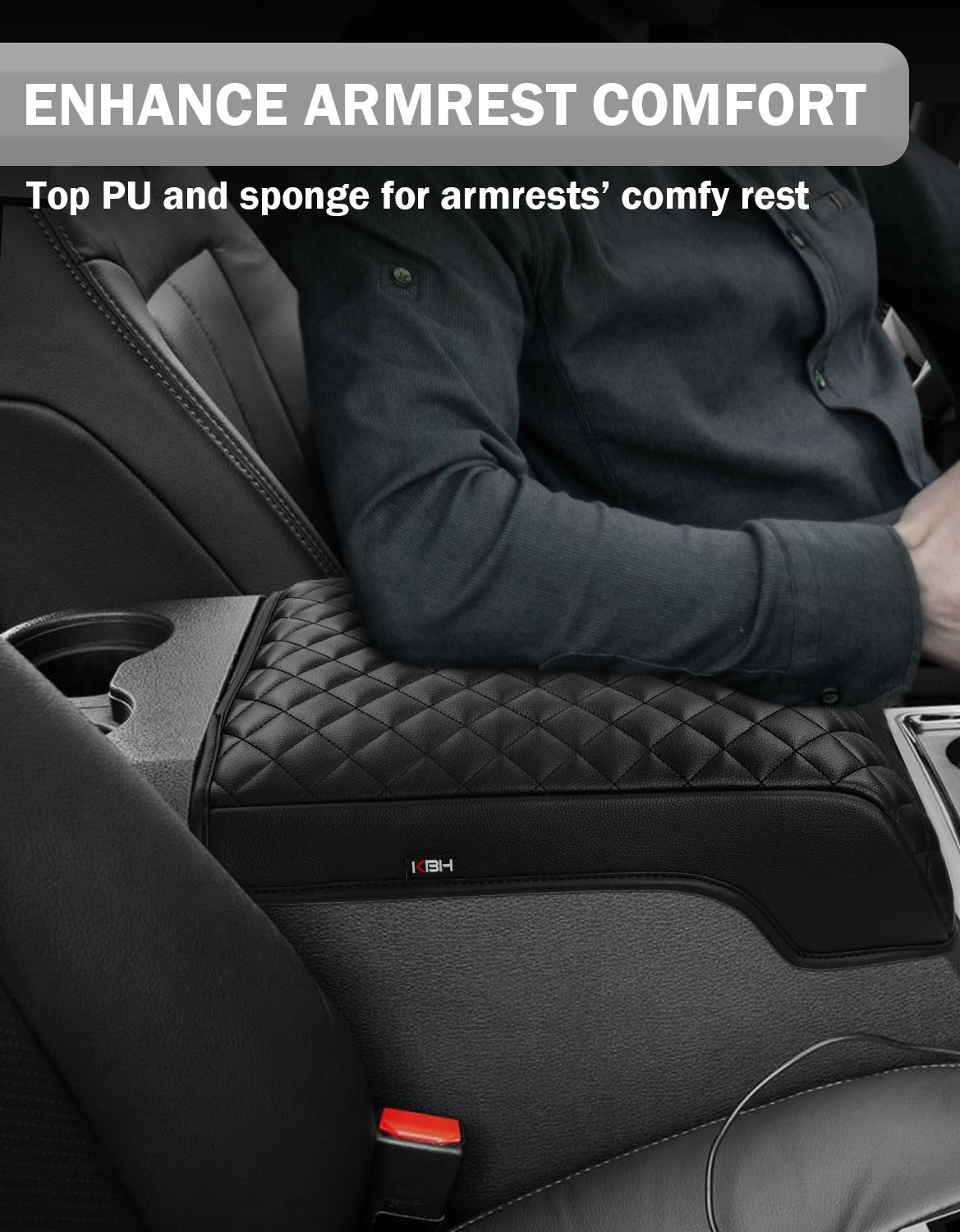 KBH Center Console Cover Pad for Bucket Seat 2011-2016 Ford F250 F350 F450 F550 Super Duty