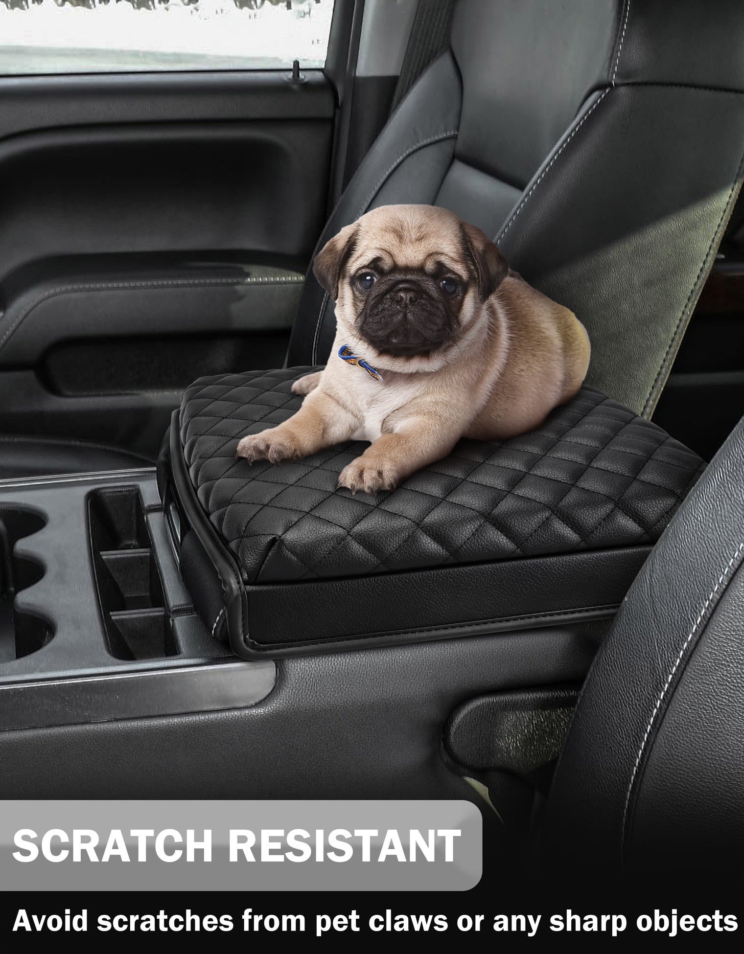 KBH Center Console Armrest Cover Cushion Pad for Jump Seat 2014-2018 Chevy Silverado 1500 2500 3500,2014-2018 GMC Sierra 1500 2500 3500