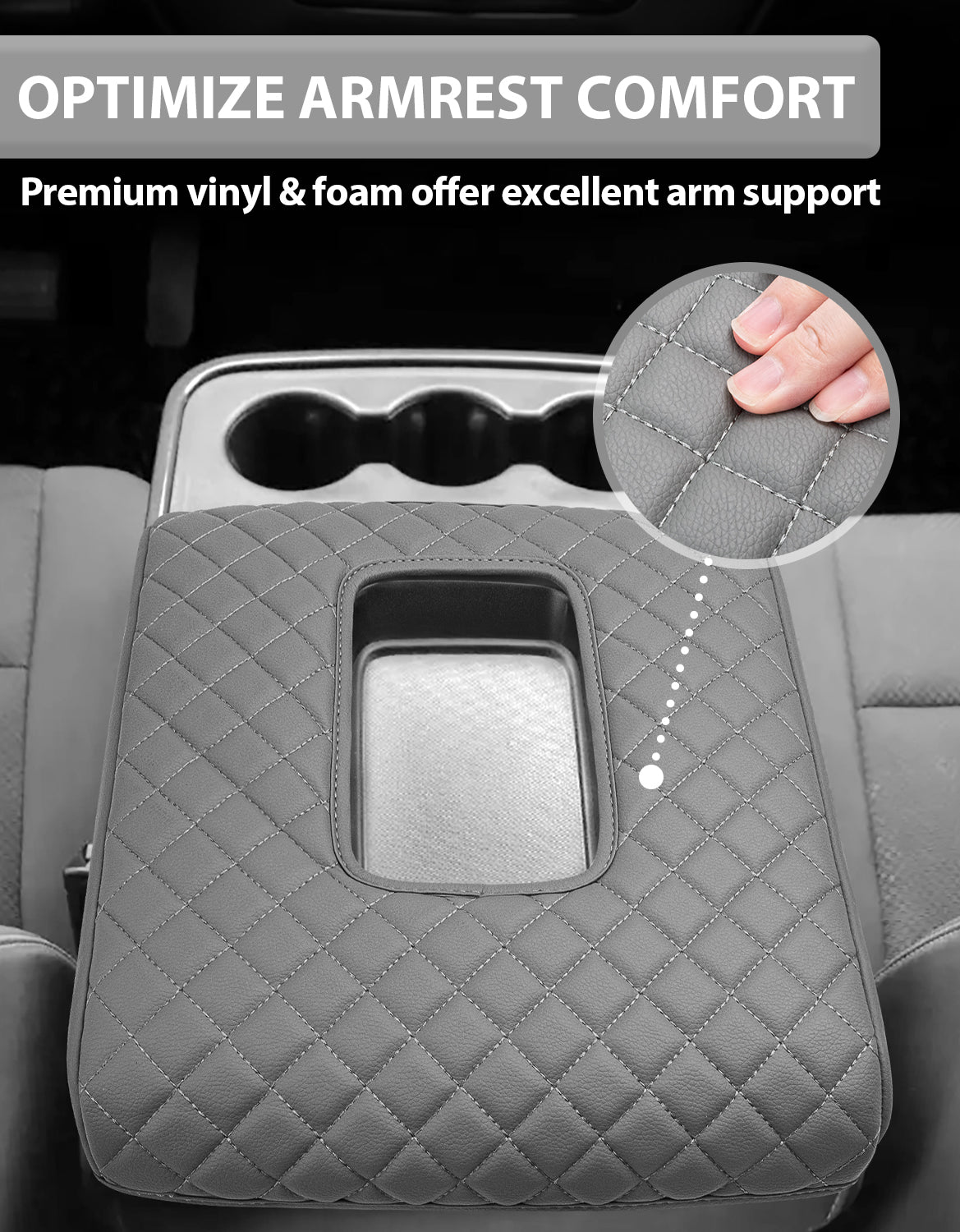 KBH Center Console Armrest Cover for Jump Seat 2014-2018 Chevy Silverado 1500 2500 3500,2014-2018 GMC Sierra 1500 2500 3500