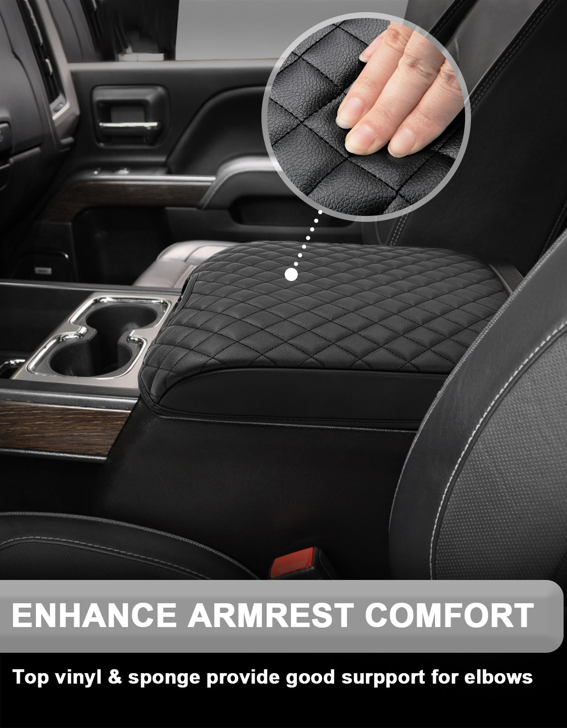 KBH Center Console Armrest Cover for Bucket Seat 2014-2018 Chevy Silverado 1500/2500/3500,2014-2018 GMC Sierra 1500/2500/3500,2015-2020 Tahoe/Yukon/Suburban