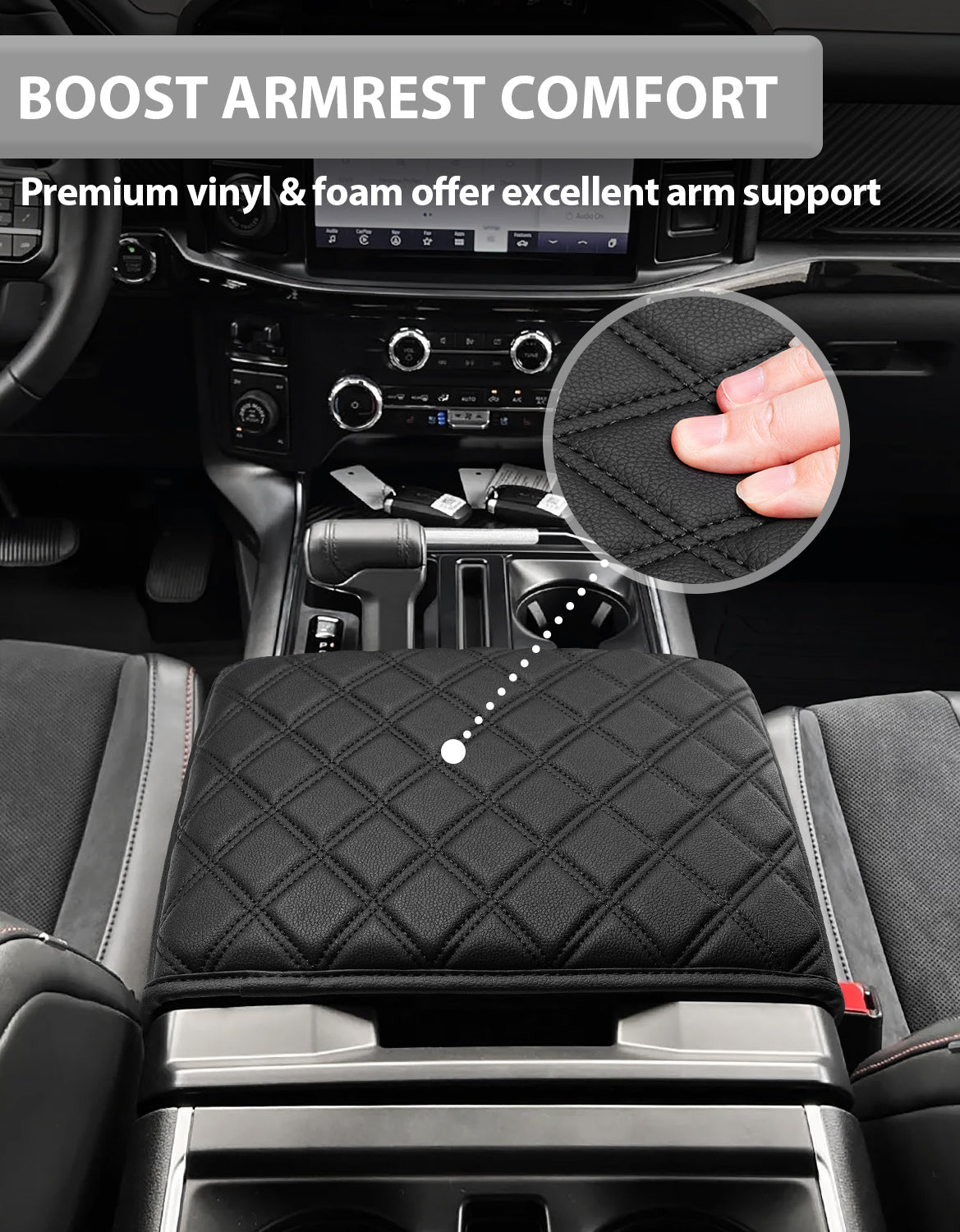 KBH Center Work Surface Armrest Cushion for 2021-2026 Ford F150, 2022-2026 F150 Lightning