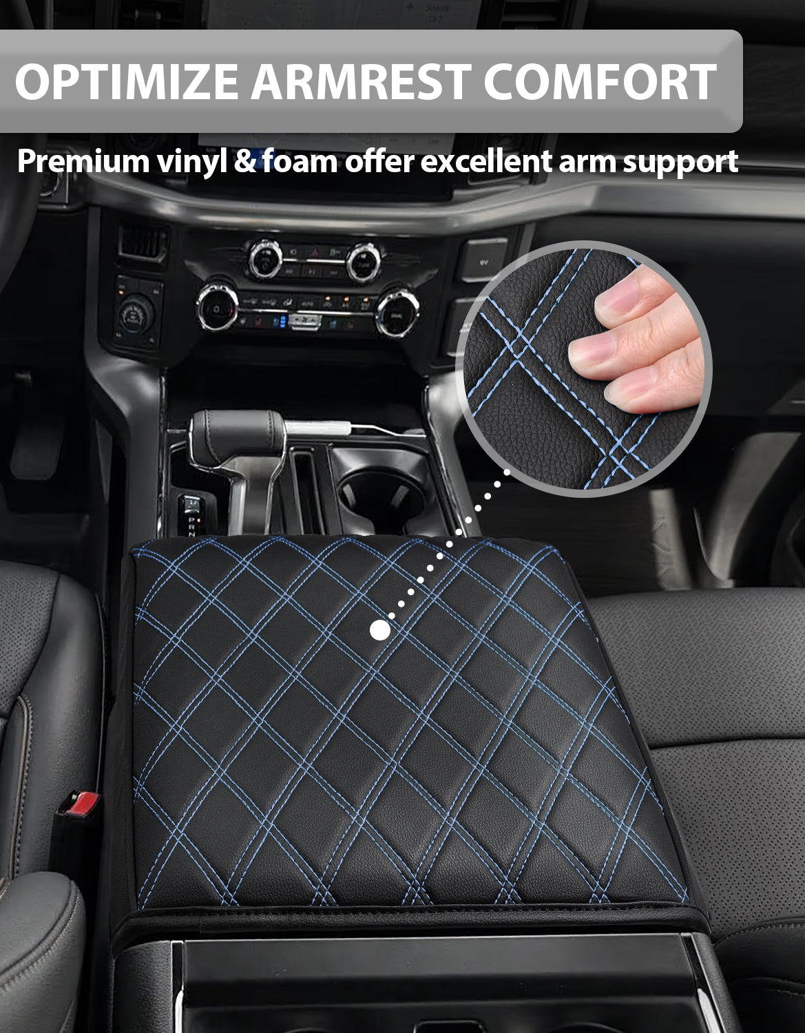 KBH Center Console Armrest Cover Pad for Bucket Seat 2021-2025 Ford F-150