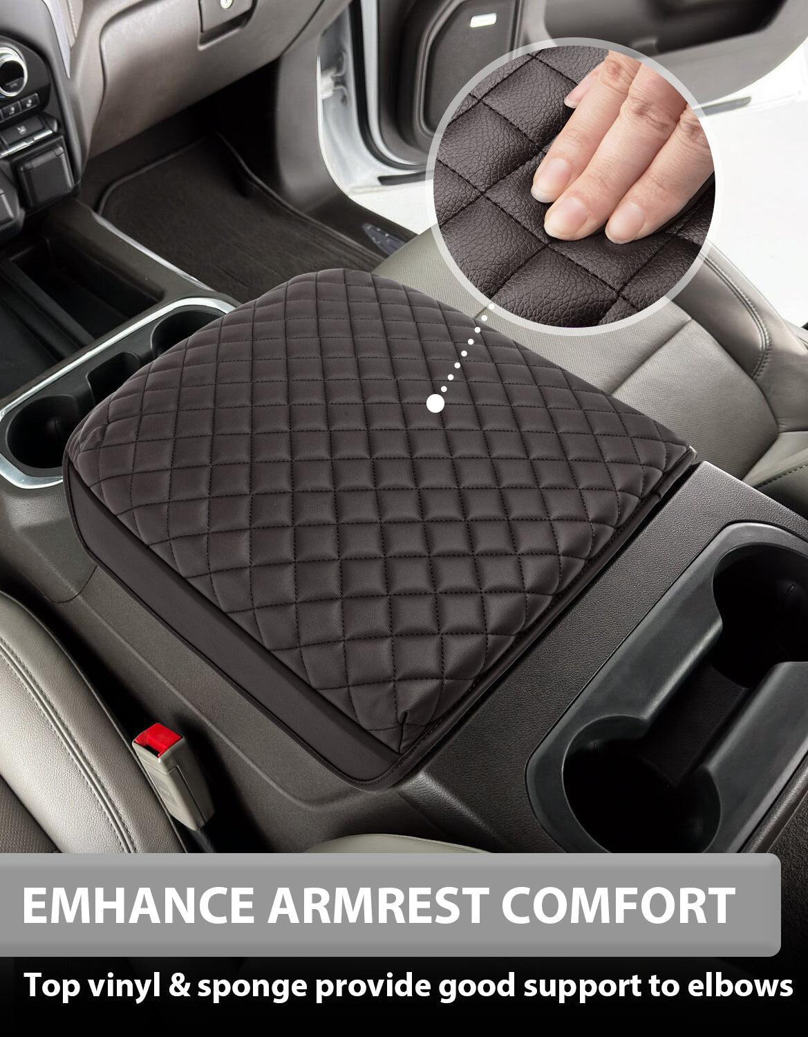 KBH Center Console Armrest Cover Pad for Bucket Seat 2019-2026 Chevy Silverado 1500 2500 3500,2019-2026 GMC Sierra 1500 2500 3500,2021-2026 Tahoe/Suburban/Yukon
