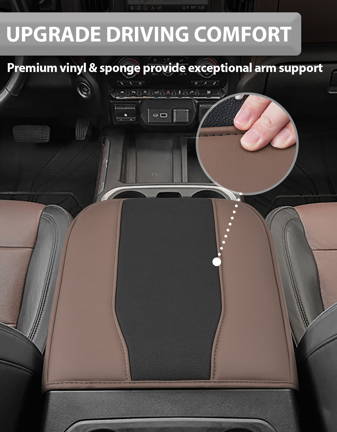 Thick Version Center Console Cushion Cover for Bucket Seat 2019-2026 GMC Sierra 1500 2500 3500,2019-2026 Chevy Silverado 1500 2500 3500, 2021-2026 Tahoe/Suburban/Yukon
