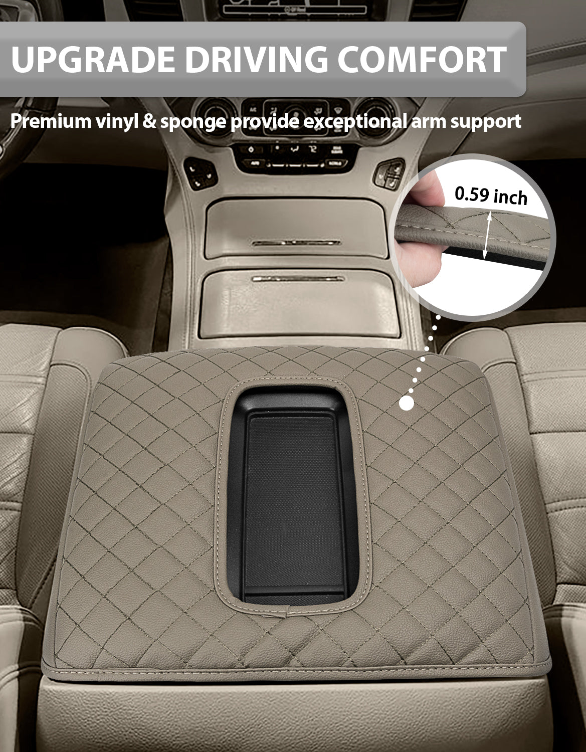 Center Console Armrest Cover Pad for Bucket Seat 2014-2018 Chevy Silverado 1500 2500 3500,2014-2018 GMC Sierra 1500 2500 3500,2015-2020 Tahoe/Yukon/Suburban