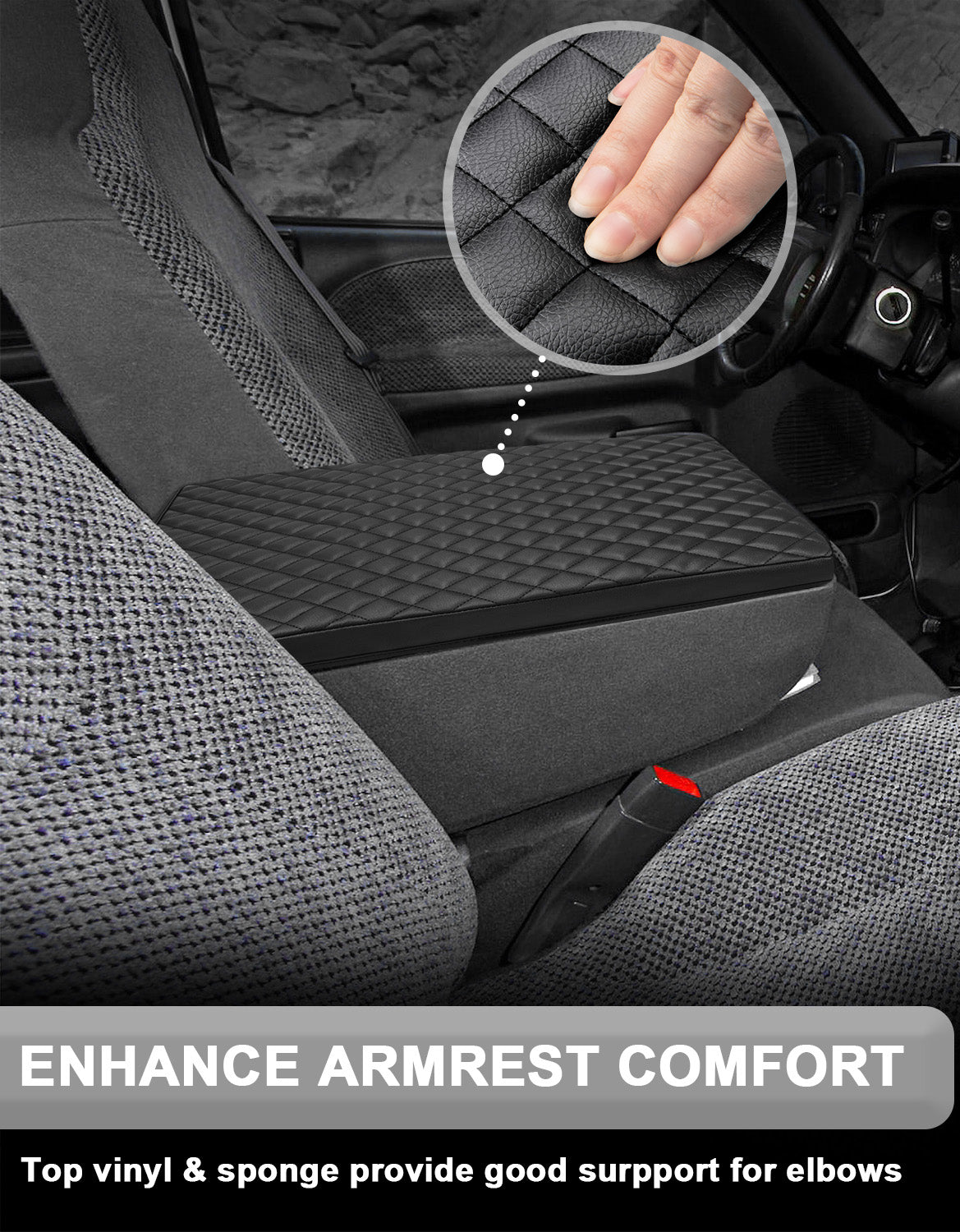 KBH Black Center Console Armrest Cover for Jump Seat 1994-2001 Dodge Ram 1500 2500 3500