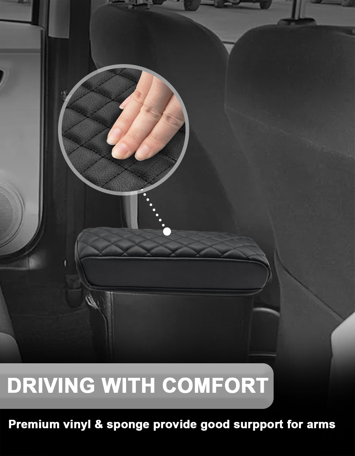 KBH Black Center Console Armrest Cover for 2012-2019 Toyota Prius C