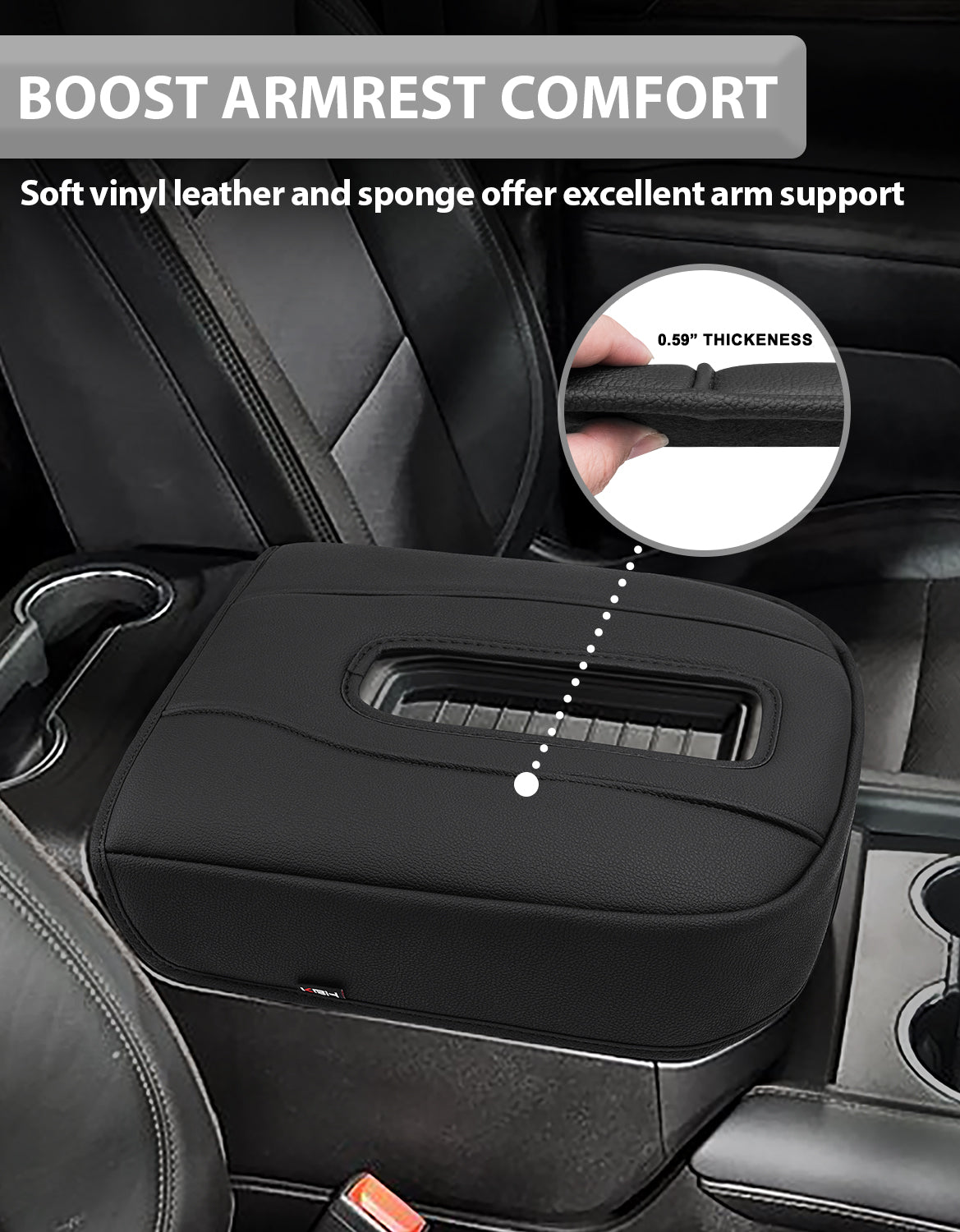 Power Sliding Console Armrest Cover for Bucket Seat 2021-2026 Chevy Tahoe Suburban,2021-2025 GMC Yukon Wireless charging port