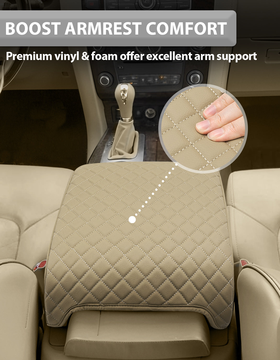 KBH Center Console Armrest Cover Pad Protector for Infiniti QX56 2011-2017, Infiniti QX80 2011-2017