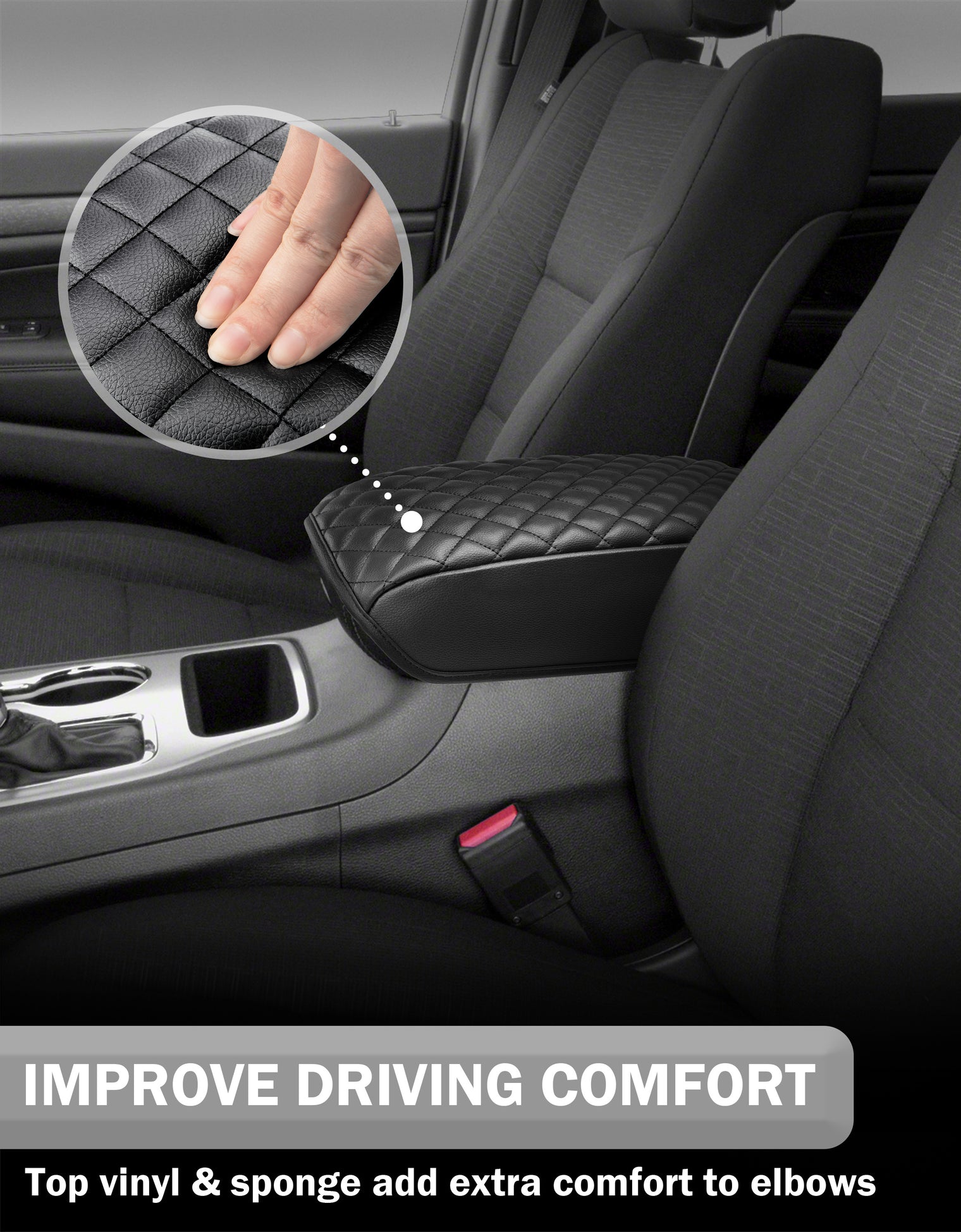 KBH Center Console Armrest Cover Cushion Pad Protector for 2011-2020 Dodge Durango,2011-2020 Jeep Grand Cherokee