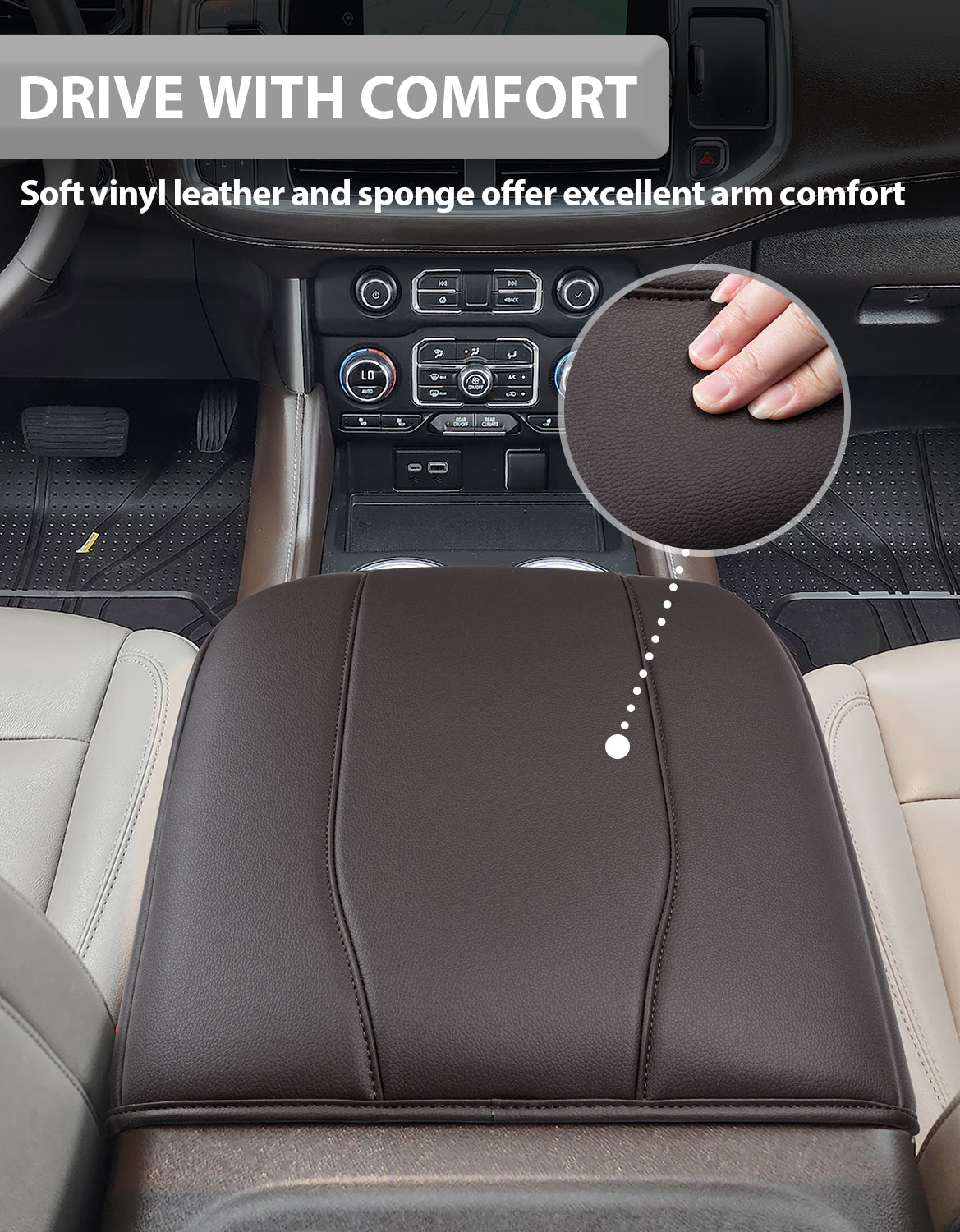 Thick Version Center Console Cushion Cover for Bucket Seat 2019-2026 GMC Sierra 1500 2500 3500,2019-2026 Chevy Silverado 1500 2500 3500, 2021-2026 Tahoe/Suburban/Yukon