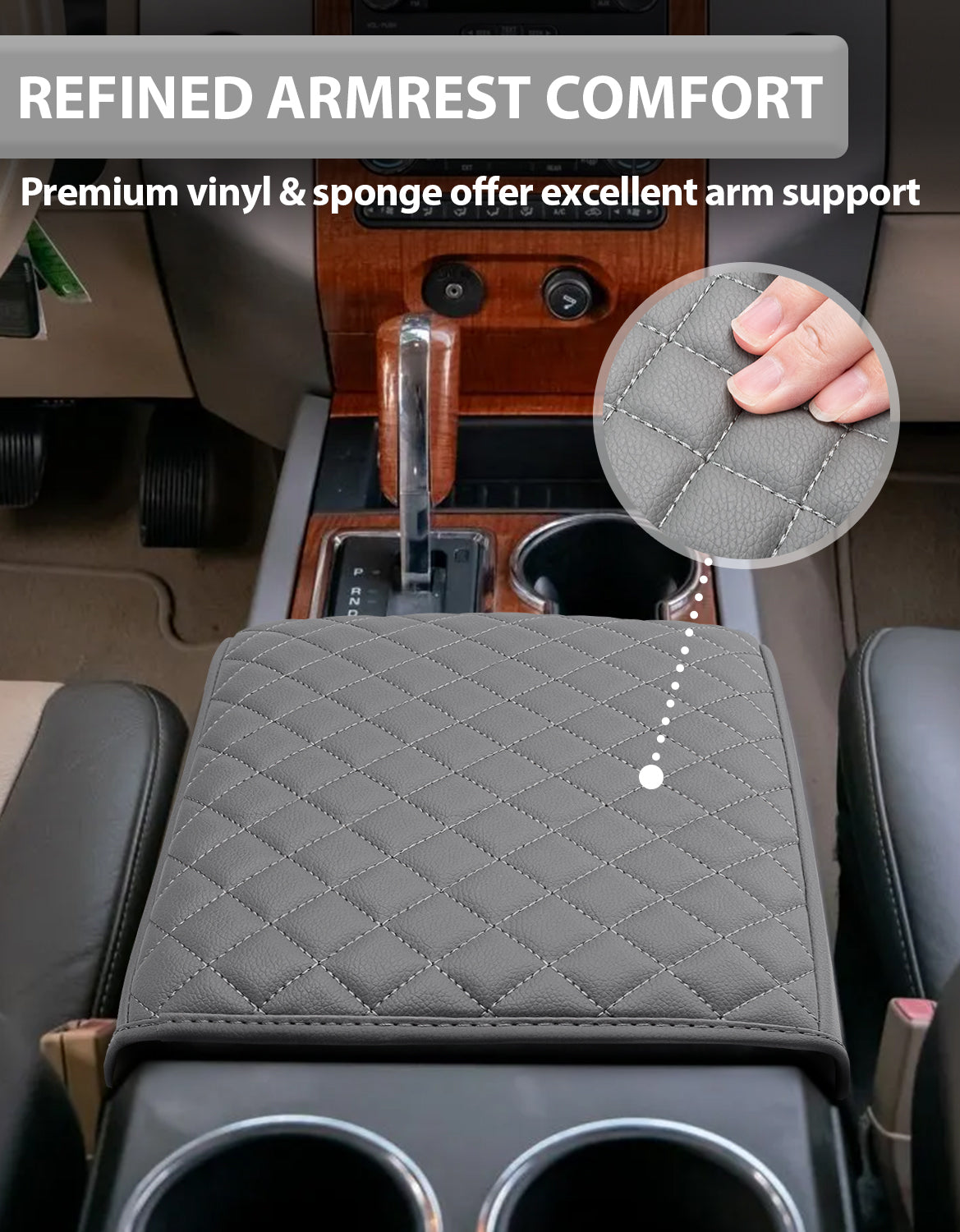 Center Console Armrest Cover Pad for Bucket Seat 2007-2017 Ford Expedition, 2004-2014 Ford F150, 2006-2008 Lincoln Mark LT