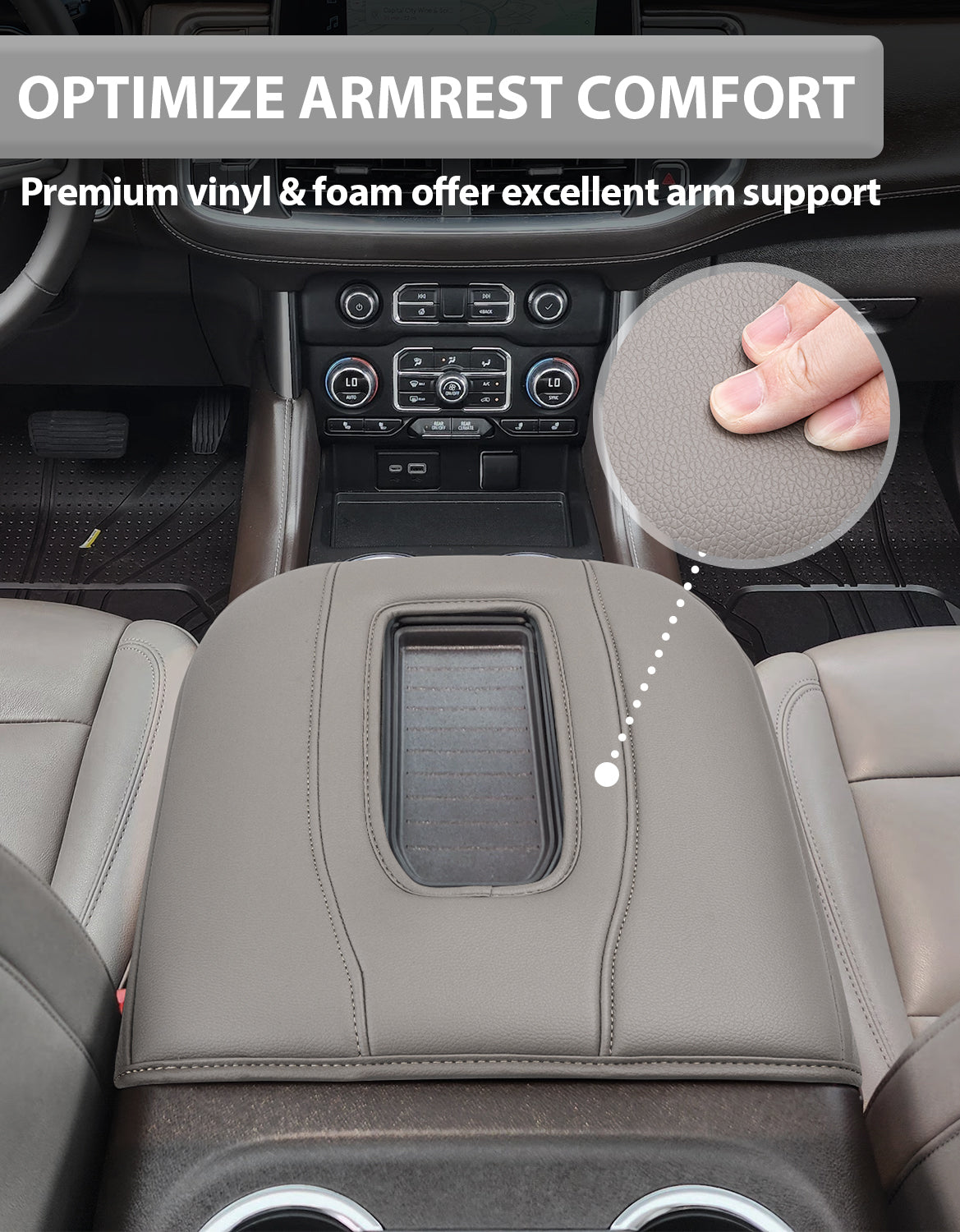 KBH Center Console Cushion Cover for Bucket Seat 2019-2026 GMC Sierra 1500 2500 3500,2019-2026 Chevy Silverado 1500 2500 3500, 2021-2026 Tahoe/Suburban/Yukon