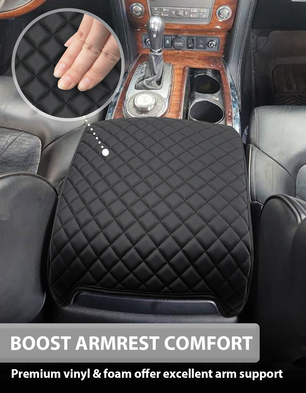 KBH Center Console Armrest Cover Pad Protector for Infiniti QX56 2011-2017, Infiniti QX80 2011-2017