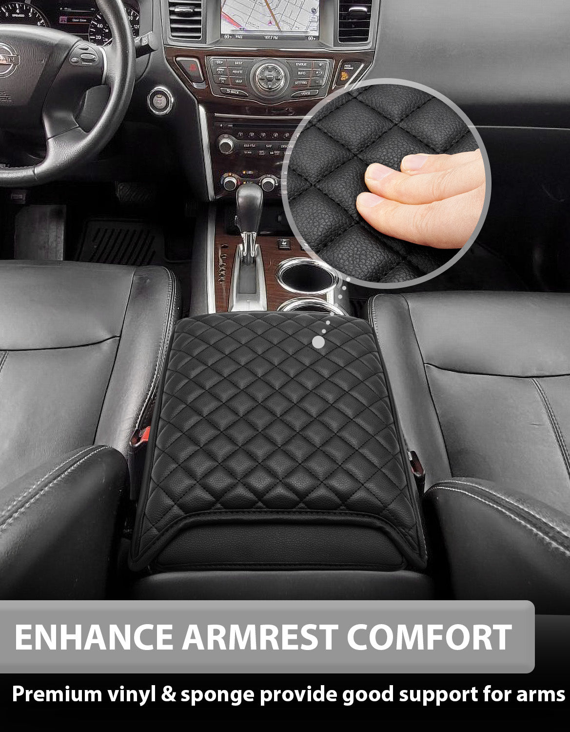 KBH Center Console Armrest Cover Cushion Pad Protector for 2013-2020 Nissan Pathfinder,2013-2020 Infiniti QX60 / JX35