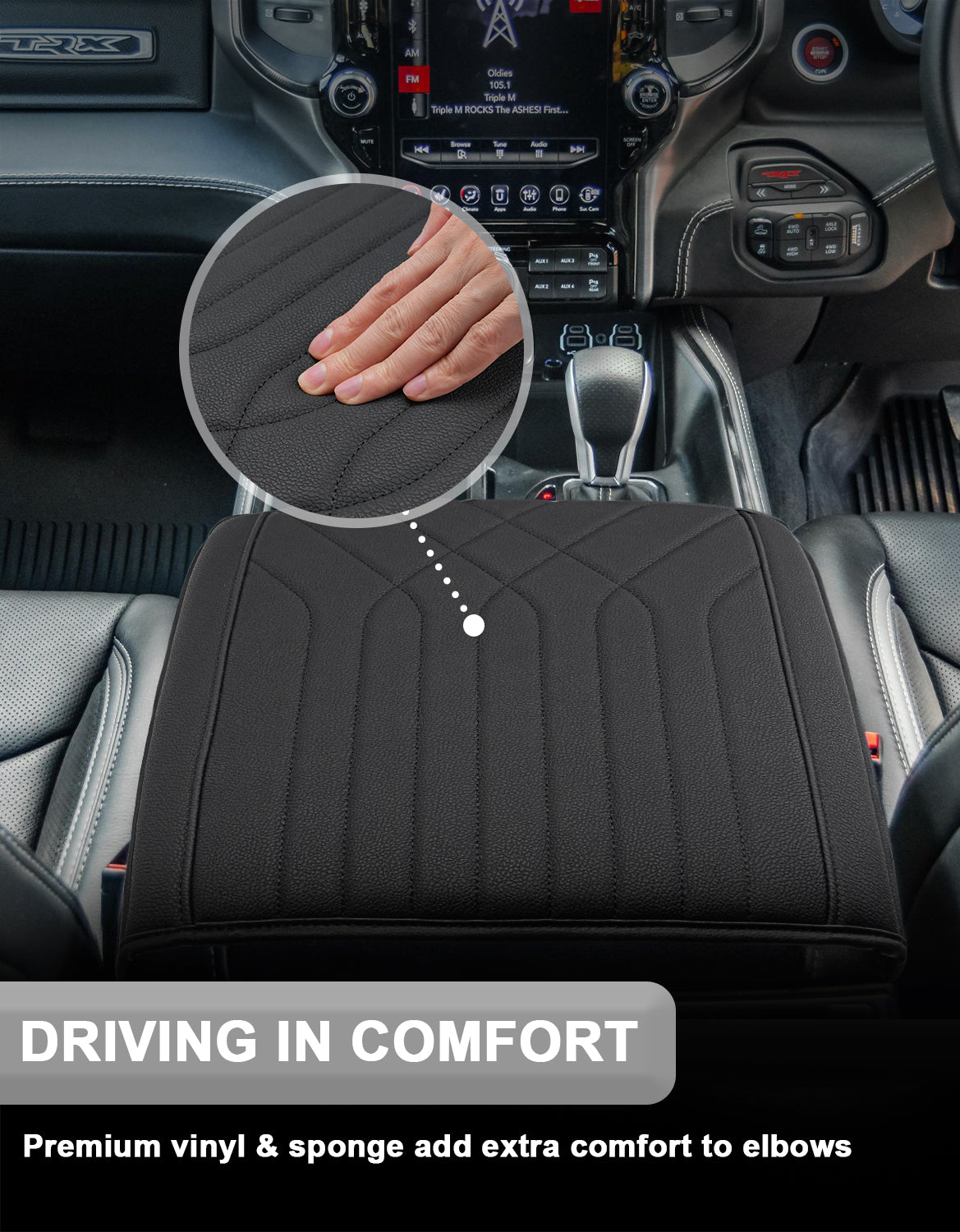 KBH Center Console Armrest Cover for Bucket Seat 2019-2026 Dodge Ram 1500 2500 3500