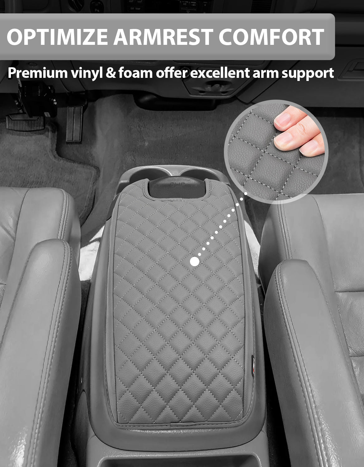 KBH Center Console Armrest Cover for Bucket Seat 1999-2007 Ford F250 F350 F450 F550 Super Duty,2000-2008 Ford F650 Super Duty,1999-2007 Ford Excursion