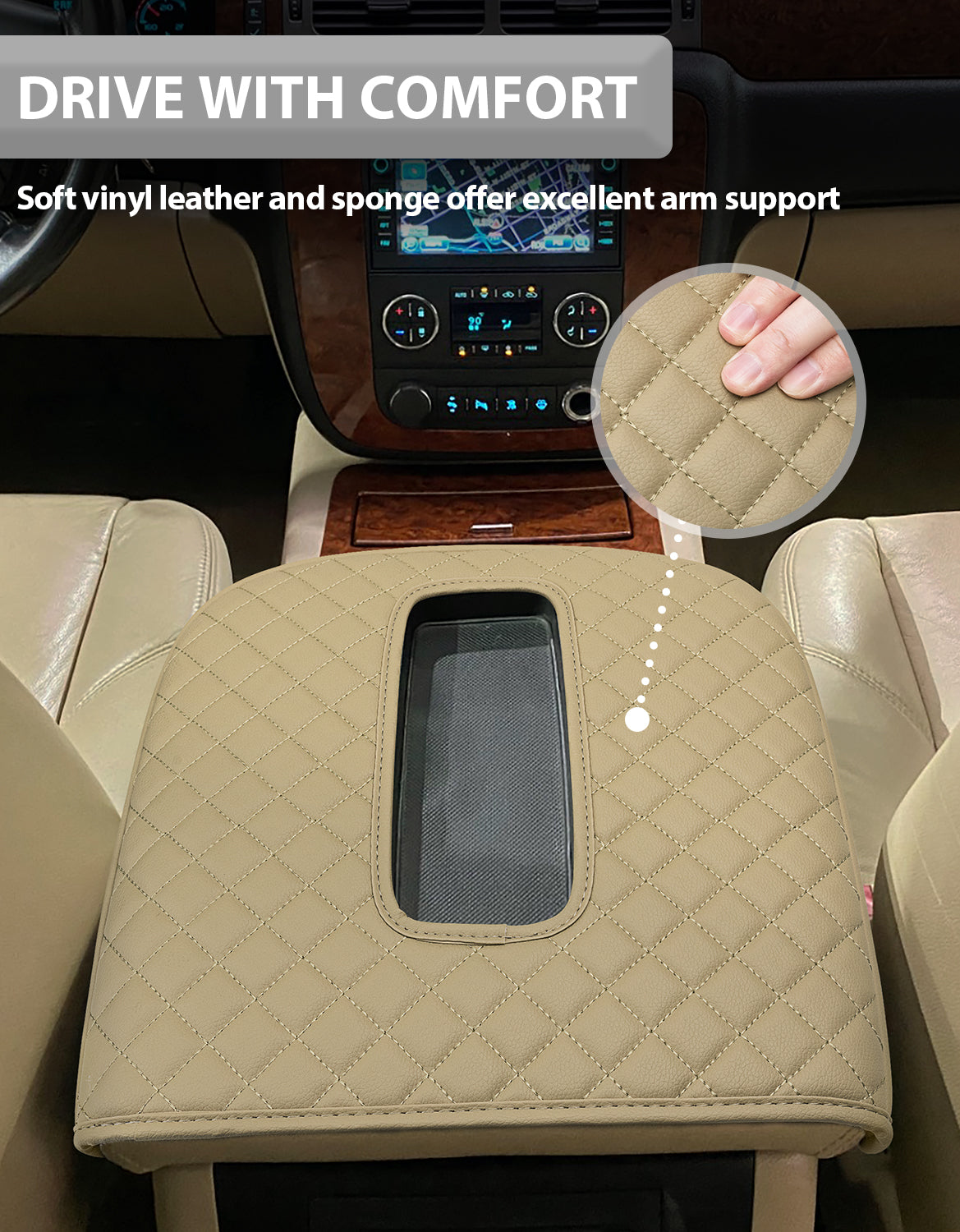 Center Console Armrest Cover for Bucket Seat 2007-2014 Chevy Silverado 1500 2500 3500,2007-2014 Chevy Avalanche & Suburban & Tahoe,2007-2014 GMC Sierra 1500 2500 3500,2007-2014 GMC Yukon