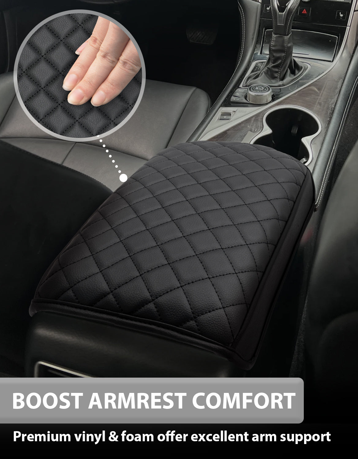 KBH Center Console Armrest Cover Pad Protector for Infiniti Q50 2014-2024