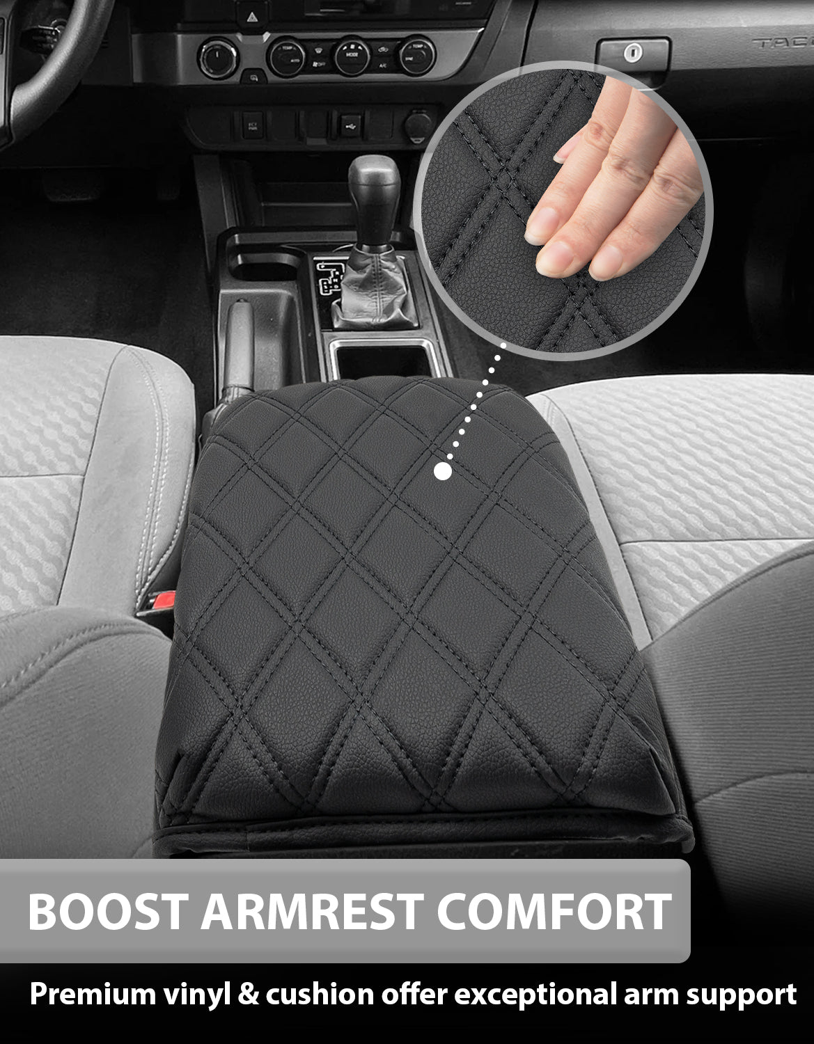 KBH Center Console Armrest Cover Cushion Protector for Toyota Tacoma 2016-2023