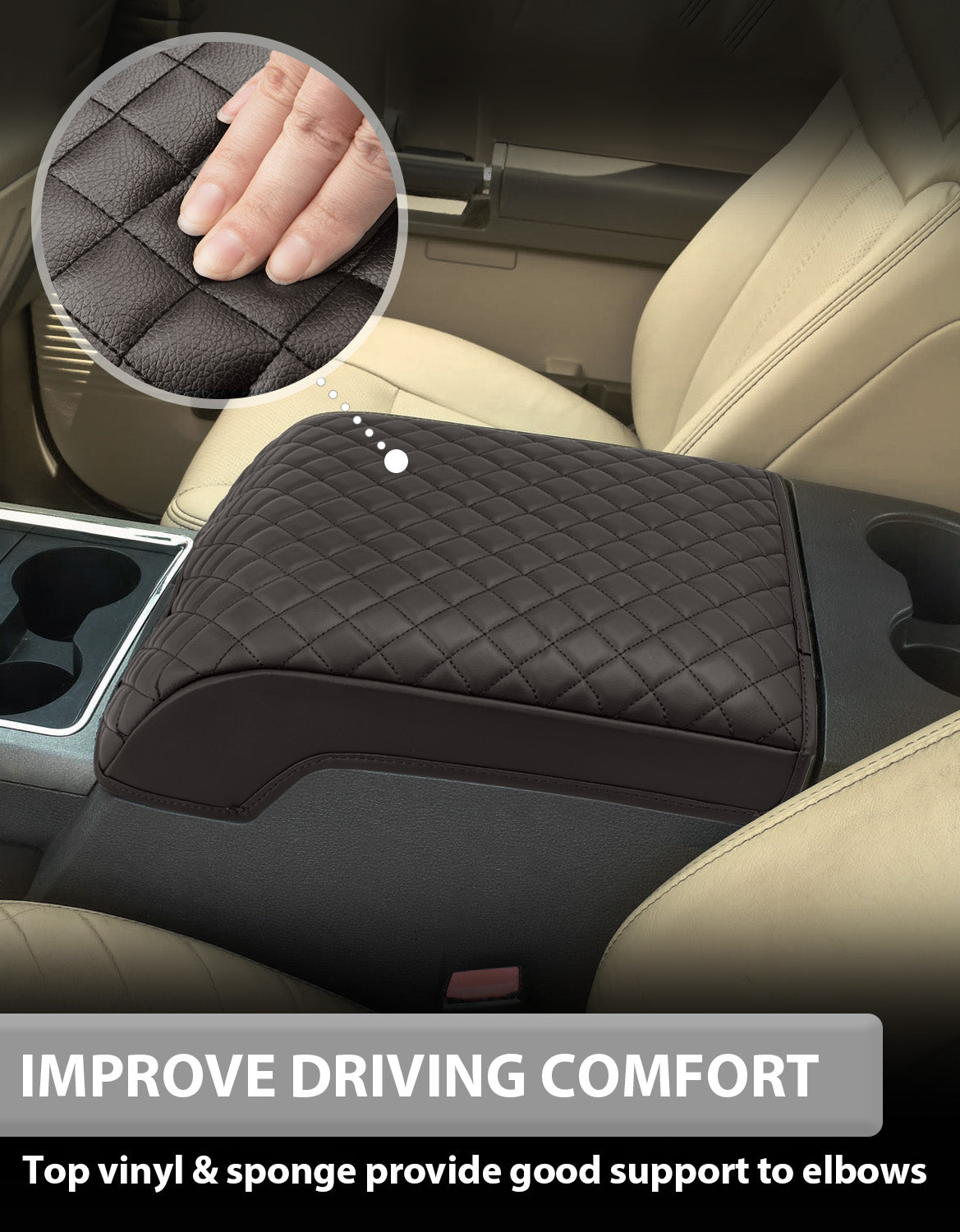 KBH Center Console Cover Pad for Bucket Seat 2011-2016 Ford F250 F350 F450 F550 Super Duty