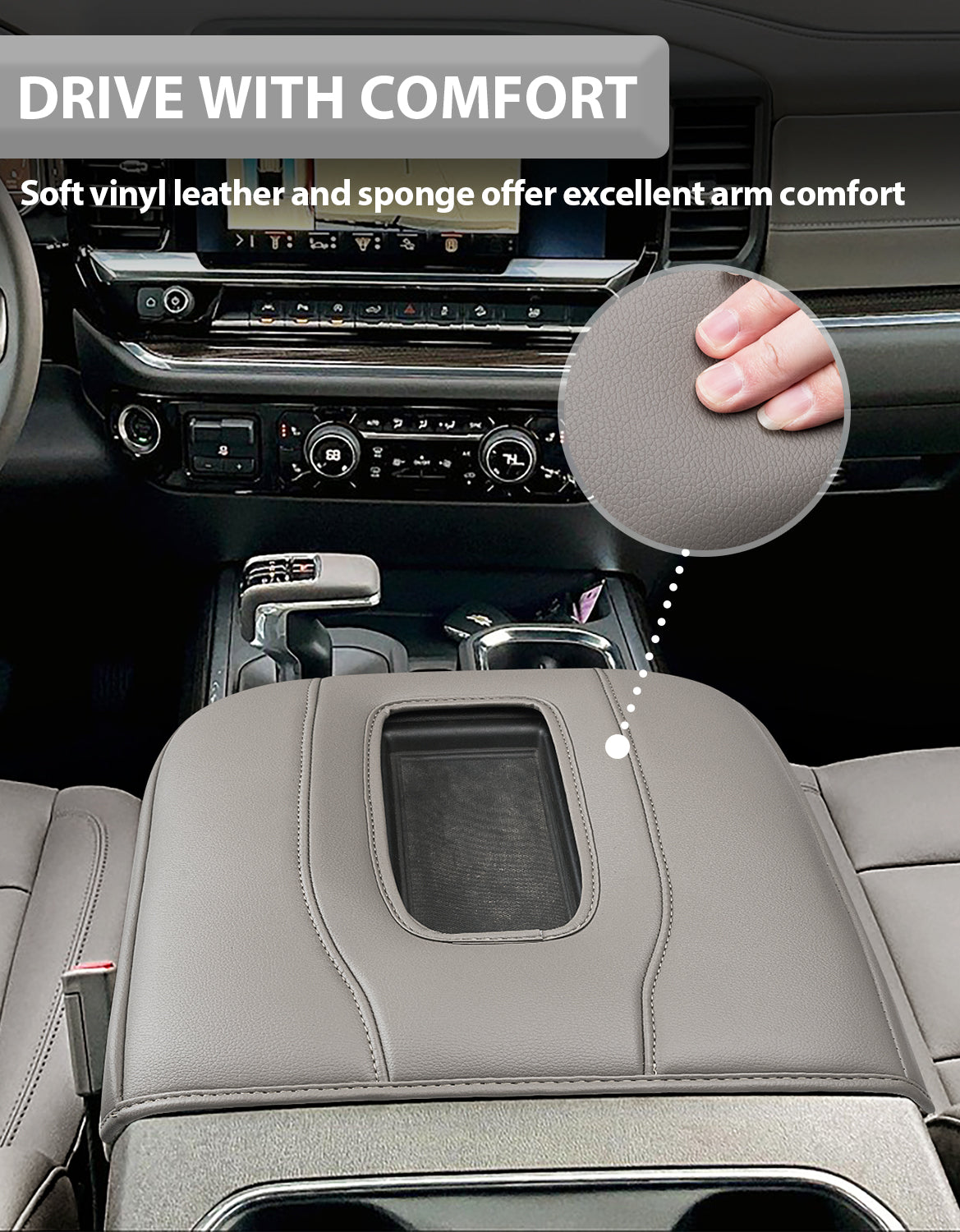 Thick Version Center Console Cushion Cover for Bucket Seat 2019-2026 GMC Sierra 1500 2500 3500,2019-2026 Chevy Silverado 1500 2500 3500, 2021-2026 Tahoe/Suburban/Yukon