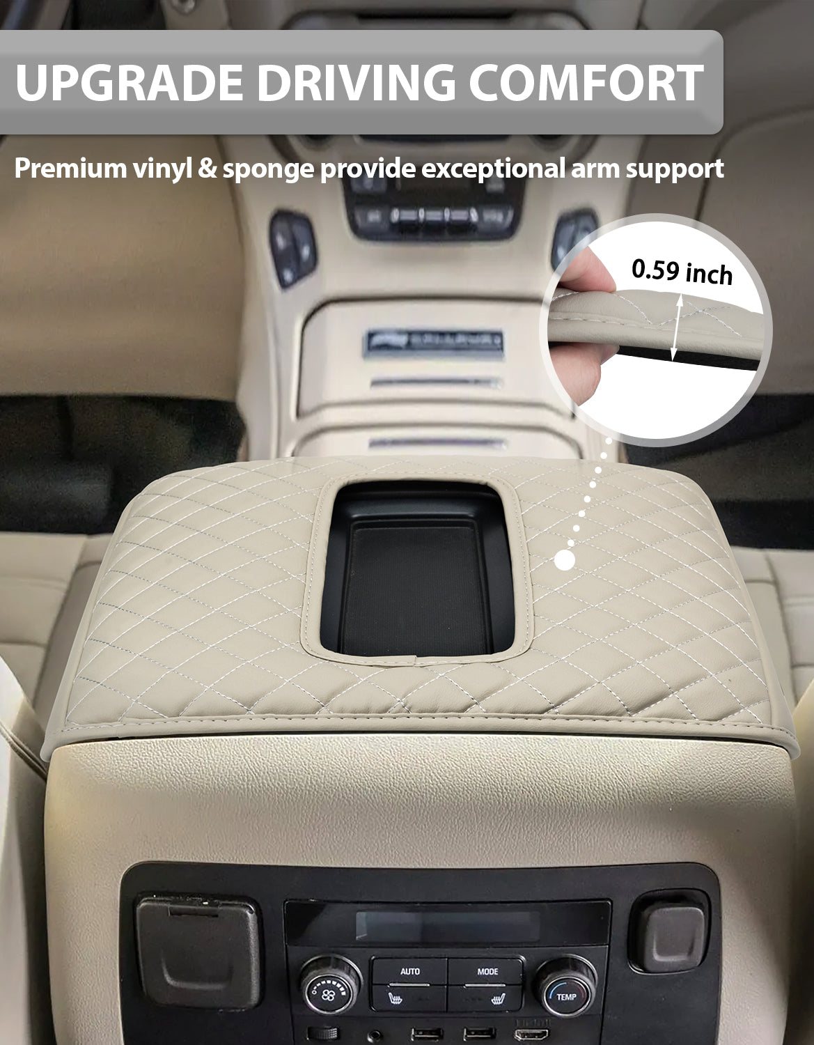 Center Console Armrest Cover Pad for Bucket Seat 2014-2018 Chevy Silverado 1500 2500 3500,2014-2018 GMC Sierra 1500 2500 3500,2015-2020 Tahoe/Yukon/Suburban