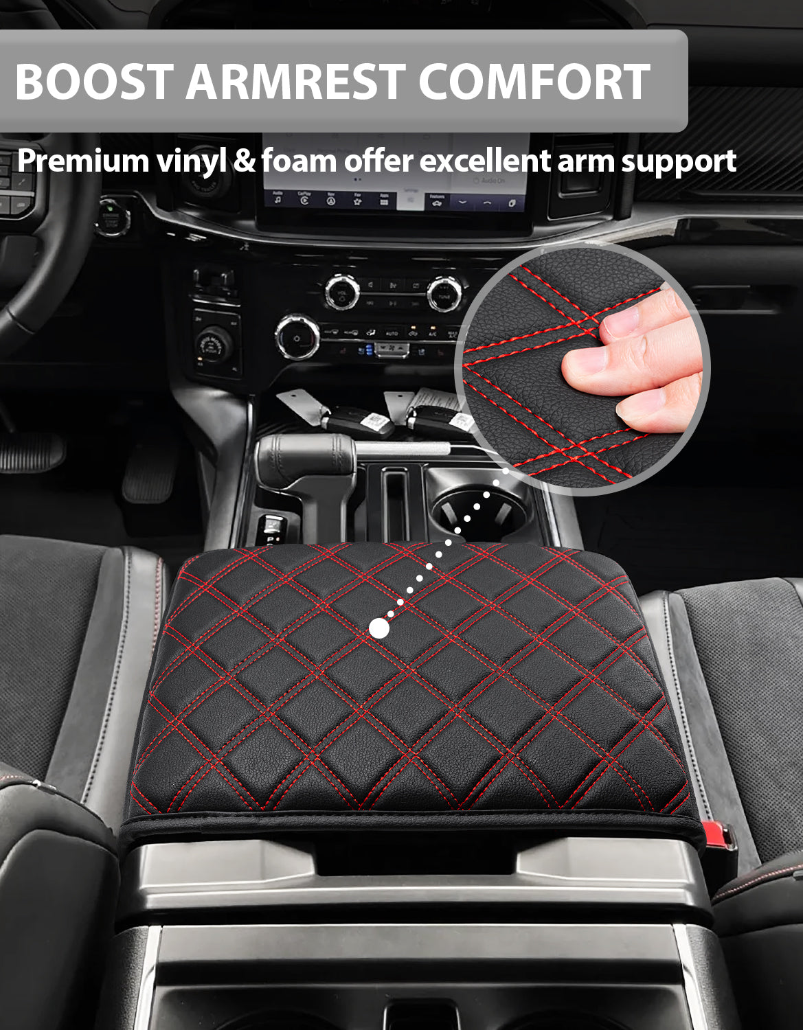 KBH Center Work Surface Armrest Cushion for 2021-2026 Ford F150, 2022-2026 F150 Lightning