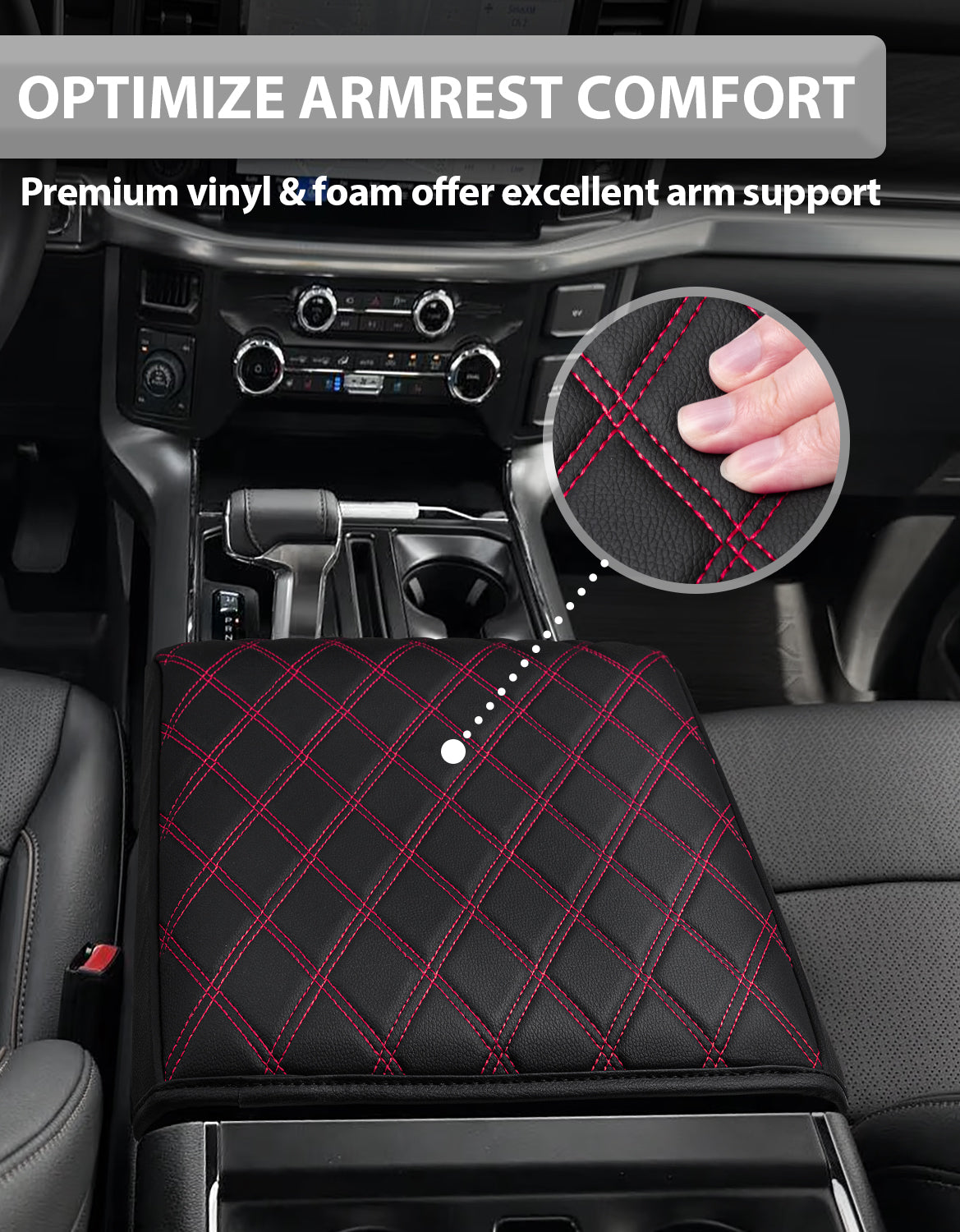 KBH Center Console Armrest Cover Pad for Bucket Seat 2021-2025 Ford F-150