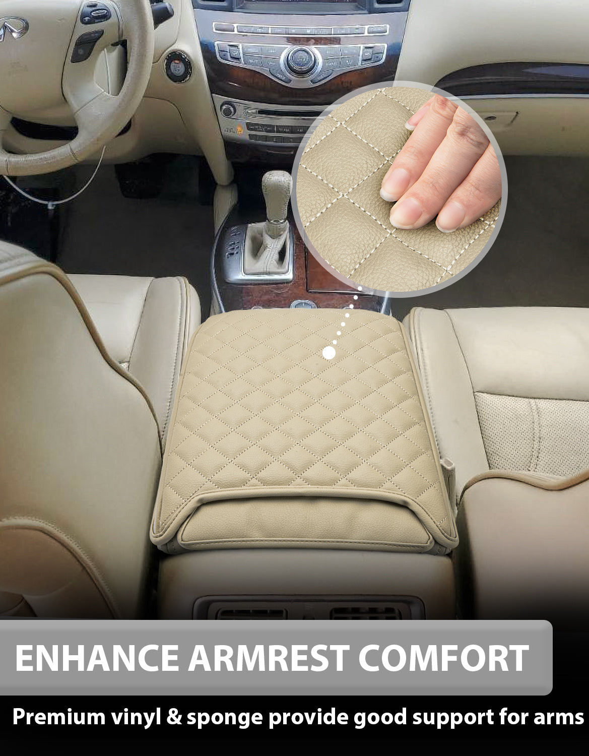 KBH Center Console Armrest Cover Cushion Pad Protector for 2013-2020 Nissan Pathfinder,2013-2020 Infiniti QX60 / JX35