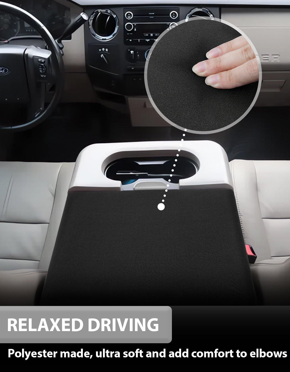 KBH Center Console Armrest Cover for Jump Seat 1999-2010 Ford F250 F350 F450 Super Duty