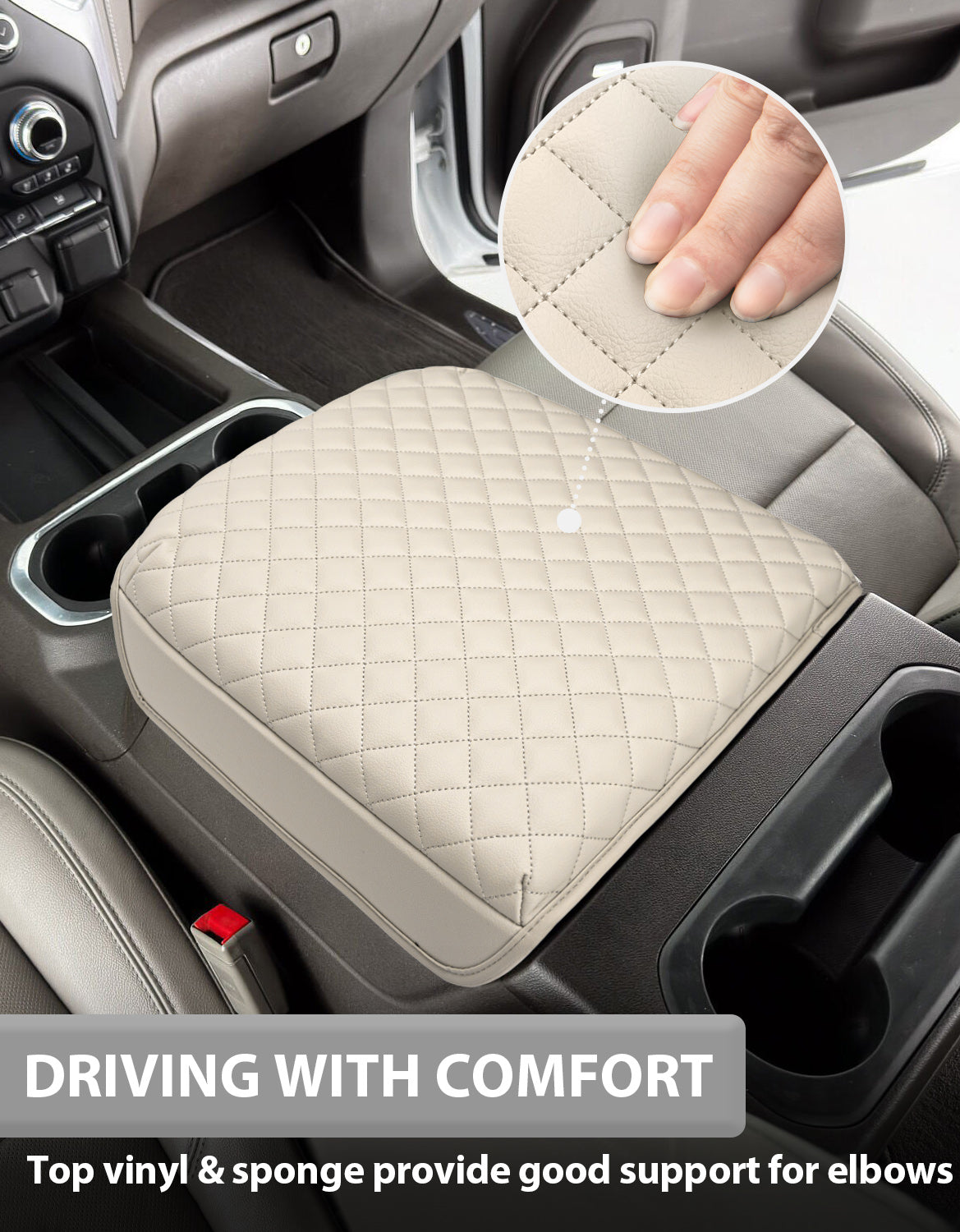 KBH Center Console Armrest Cover Pad for Bucket Seat 2019-2025 Chevy Silverado 1500 2500 3500,2019-2025 GMC Sierra 1500 2500 3500,2021-2025 Tahoe/Suburban/Yukon