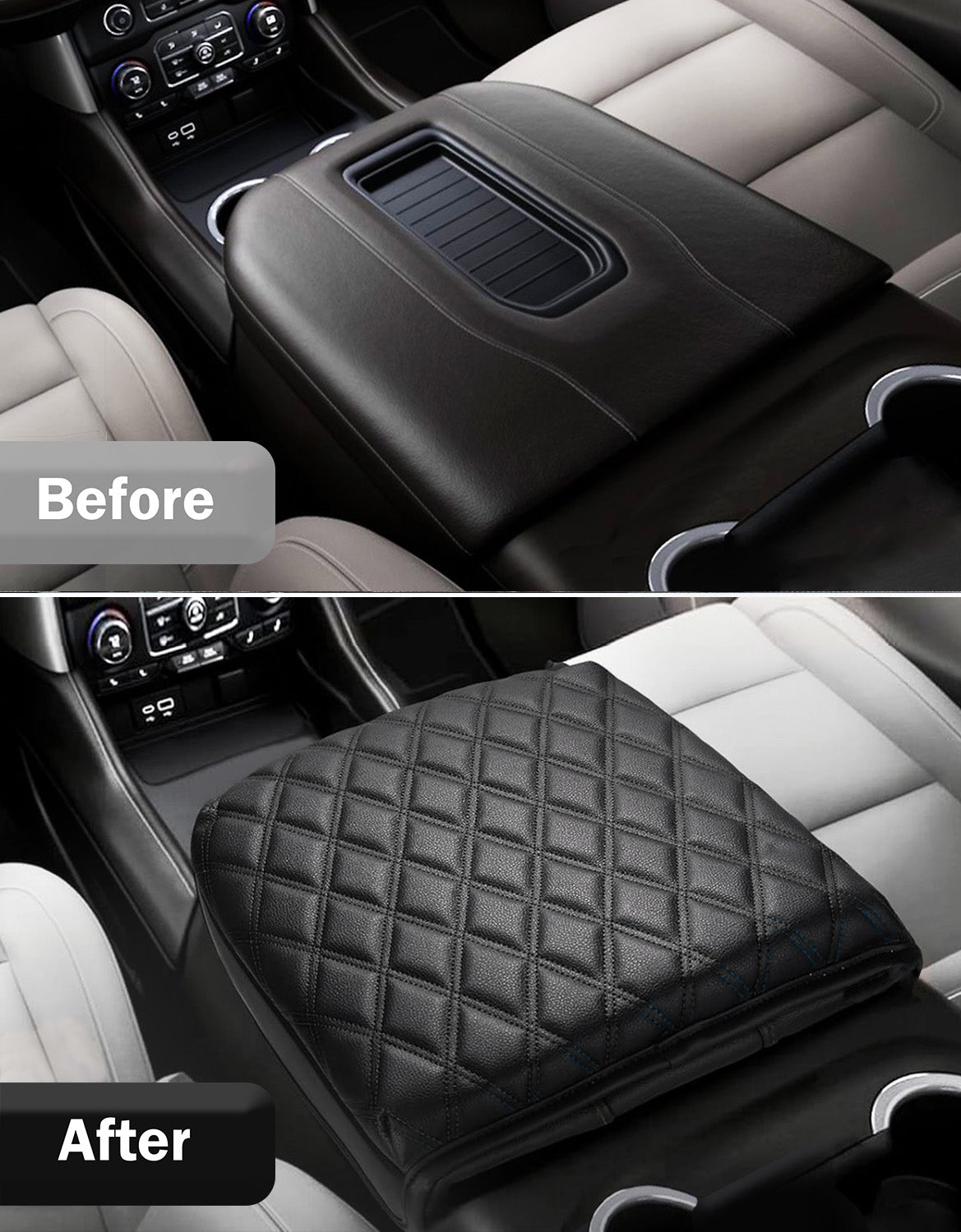 KBH Center Console Armrest Cover Pad for Bucket Seat 2019-2026 Chevy Silverado 1500 2500 3500,2019-2026 GMC Sierra 1500 2500 3500,2021-2026 Tahoe/Suburban/Yukon