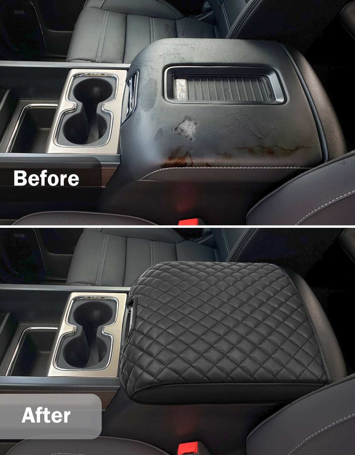 KBH Center Console Armrest Cover for Bucket Seat 2014-2018 Chevy Silverado 1500/2500/3500,2014-2018 GMC Sierra 1500/2500/3500,2015-2020 Tahoe/Yukon/Suburban