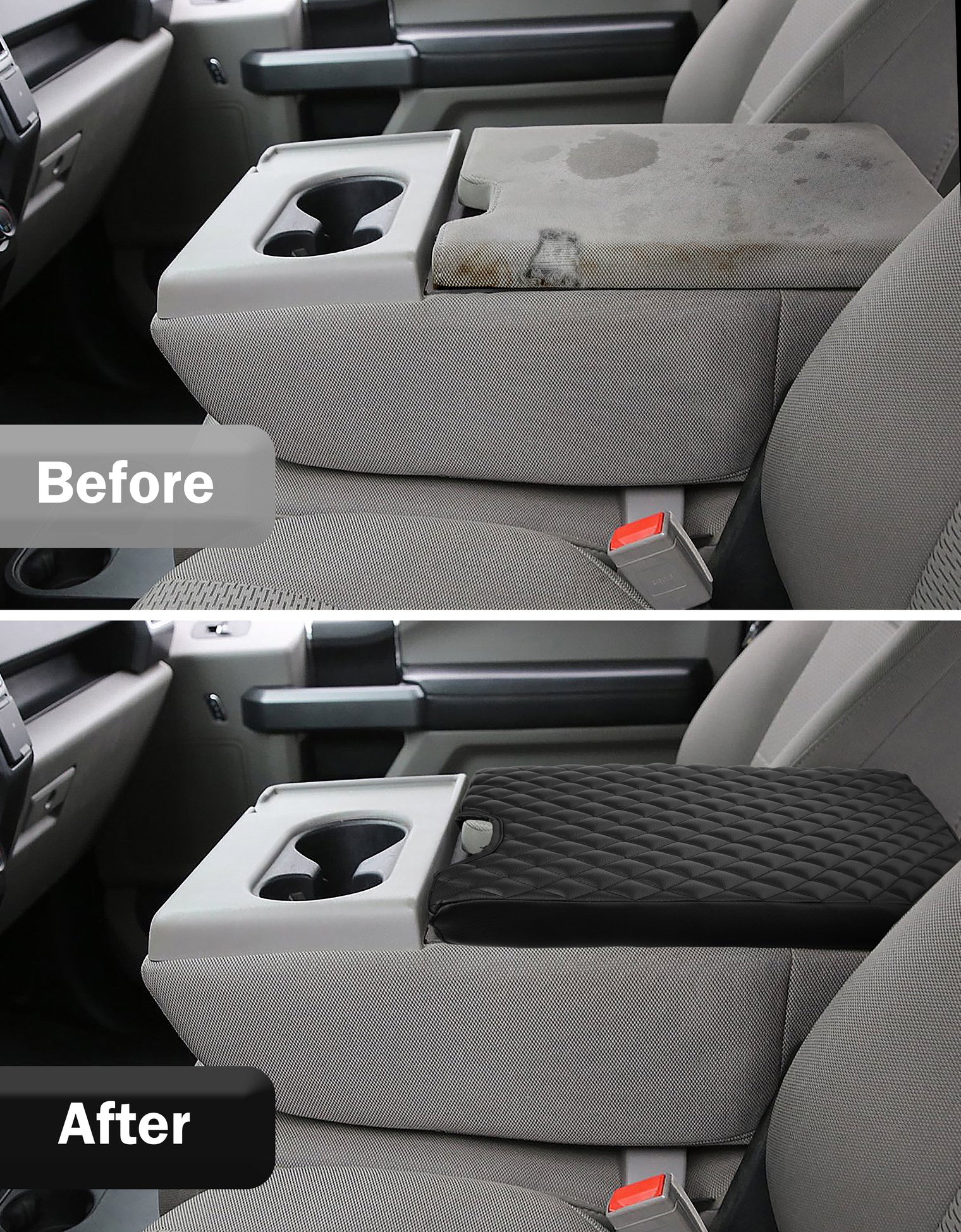 KBH Center Console Armrest PU Leather Cover for Jump Seat 2015-2025 Ford F150 , 2017-2025 Ford F250 F350 F450 F550 Super Duty