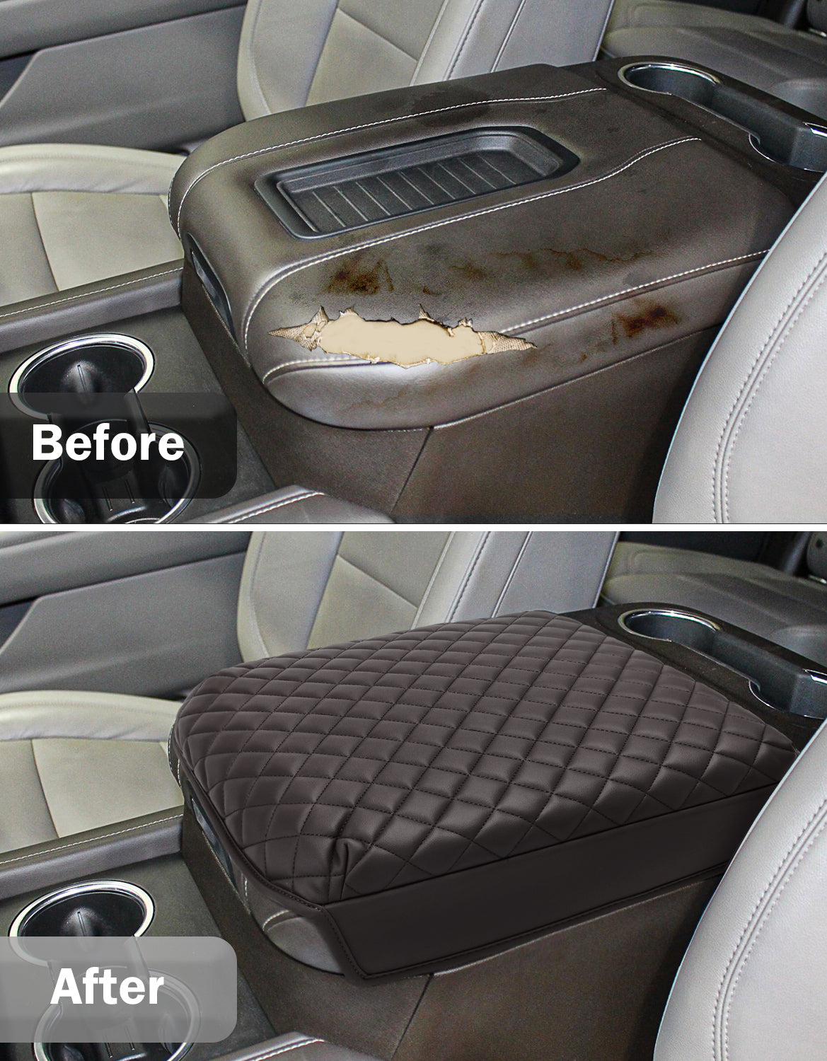 KBH Center Console Armrest Cover Pad for Bucket Seat 2019-2025 Chevy Silverado 1500 2500 3500,2019-2025 GMC Sierra 1500 2500 3500,2021-2025 Tahoe/Suburban/Yukon