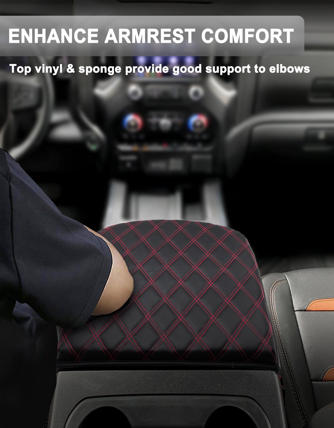 KBH Center Console Armrest Cover Pad for Bucket Seat 2019-2026 Chevy Silverado 1500 2500 3500,2019-2026 GMC Sierra 1500 2500 3500,2021-2026 Tahoe/Suburban/Yukon