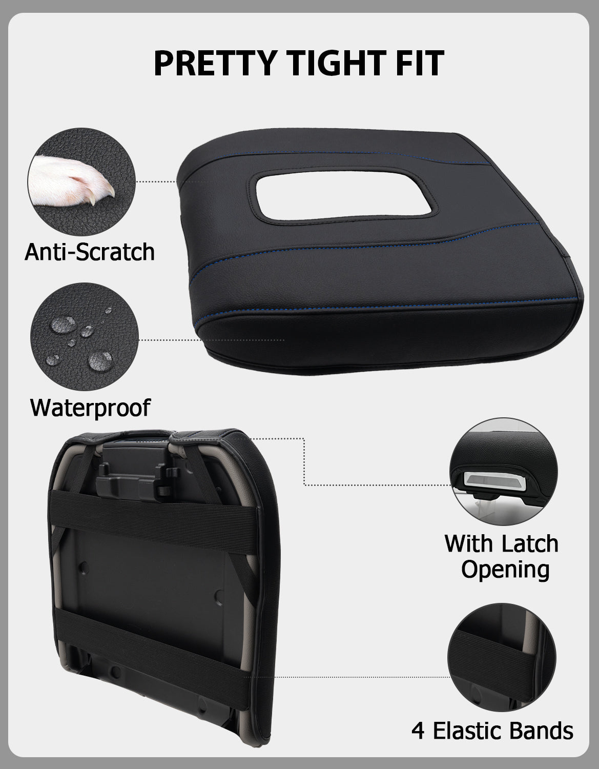 KBH Center Console Cushion Cover for Bucket Seat 2019-2026 GMC Sierra 1500 2500 3500,2019-2026 Chevy Silverado 1500 2500 3500, 2021-2026 Tahoe/Suburban/Yukon