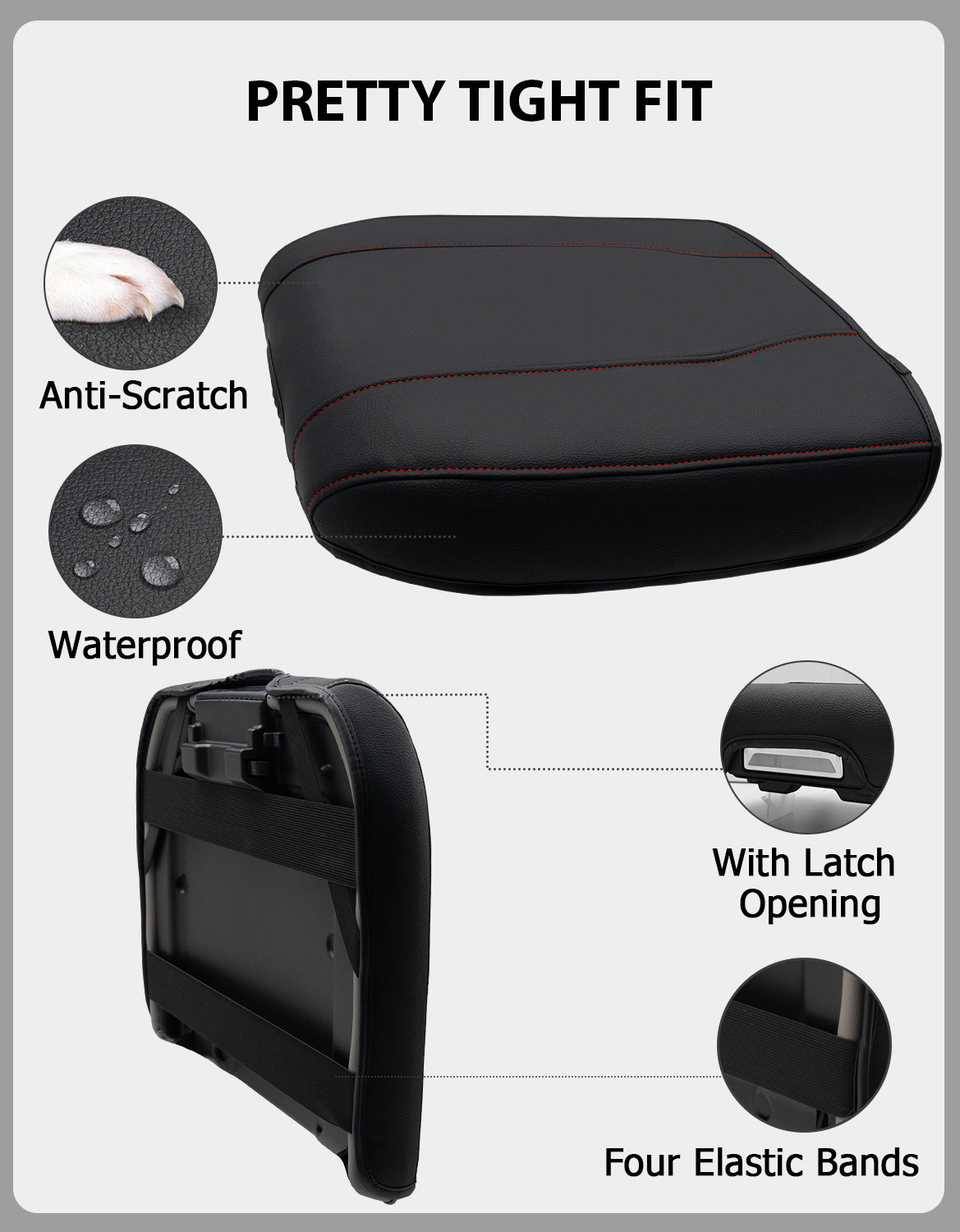 KBH Center Console Armrest Cover for Bucket Seat 2019-2025 Chevy Silverado 1500 2500 3500,2019-2025 GMC Sierra 1500 2500 3500,2021-2025 Tahoe/Suburban/Yukon