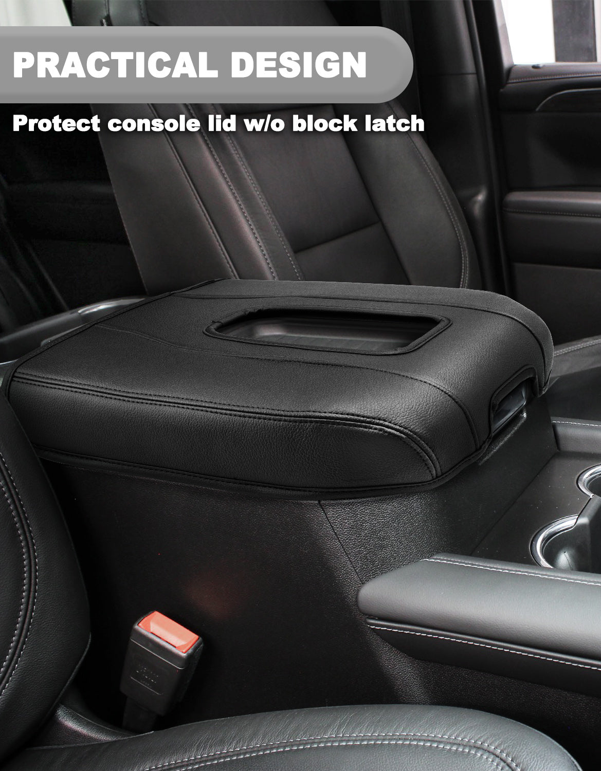 KBH Center Console Cushion Cover for Bucket Seat 2019-2025 GMC Sierra 1500 2500 3500,2019-2025 Chevy Silverado 1500 2500 3500, 2021-2025 Tahoe/Suburban/Yukon