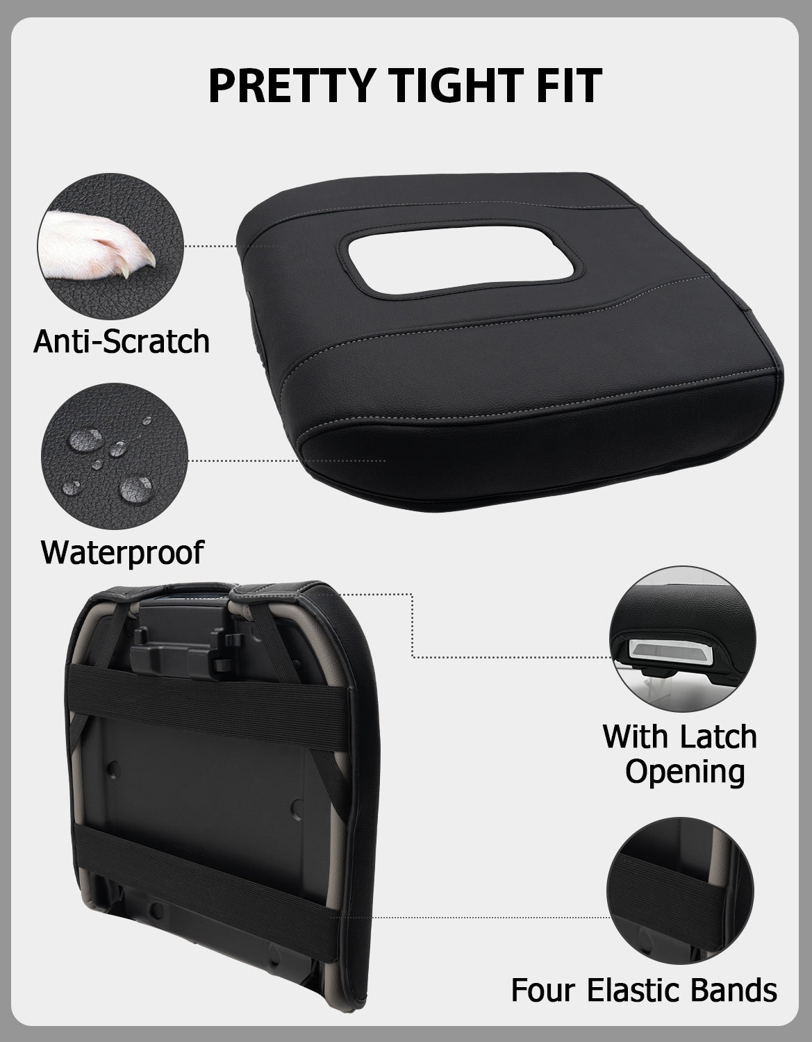 KBH Center Console Cushion Cover for Bucket Seat 2019-2025 GMC Sierra 1500 2500 3500,2019-2025 Chevy Silverado 1500 2500 3500, 2021-2025 Tahoe/Suburban/Yukon