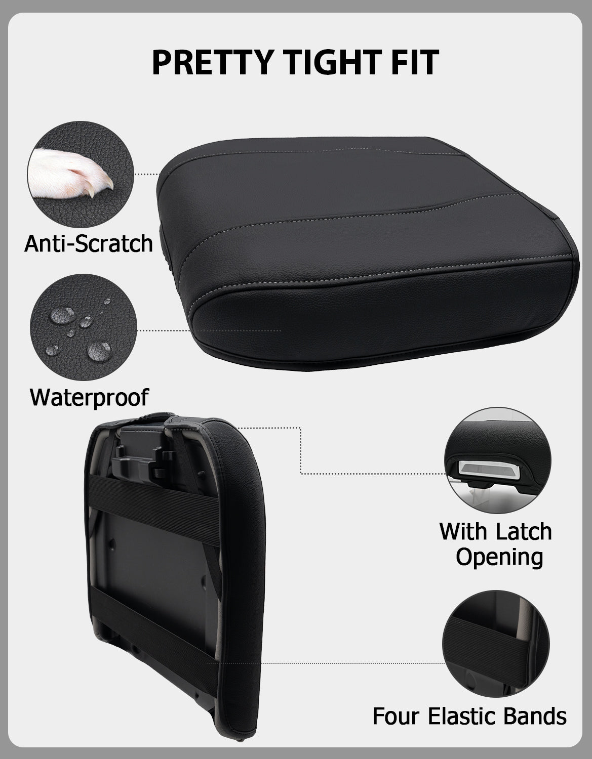 KBH Center Console Armrest Cover for Bucket Seat 2019-2025 Chevy Silverado 1500 2500 3500,2019-2025 GMC Sierra 1500 2500 3500,2021-2025 Tahoe/Suburban/Yukon