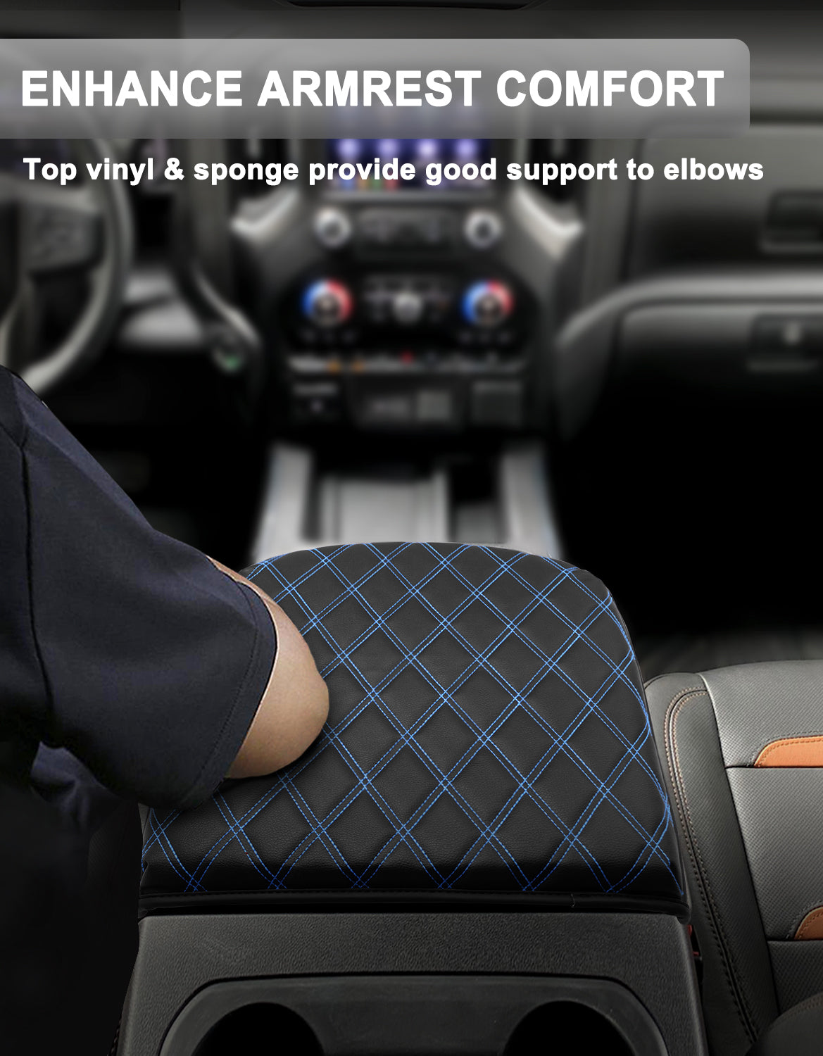 KBH Center Console Armrest Cover Pad for Bucket Seat 2019-2026 Chevy Silverado 1500 2500 3500,2019-2026 GMC Sierra 1500 2500 3500,2021-2026 Tahoe/Suburban/Yukon