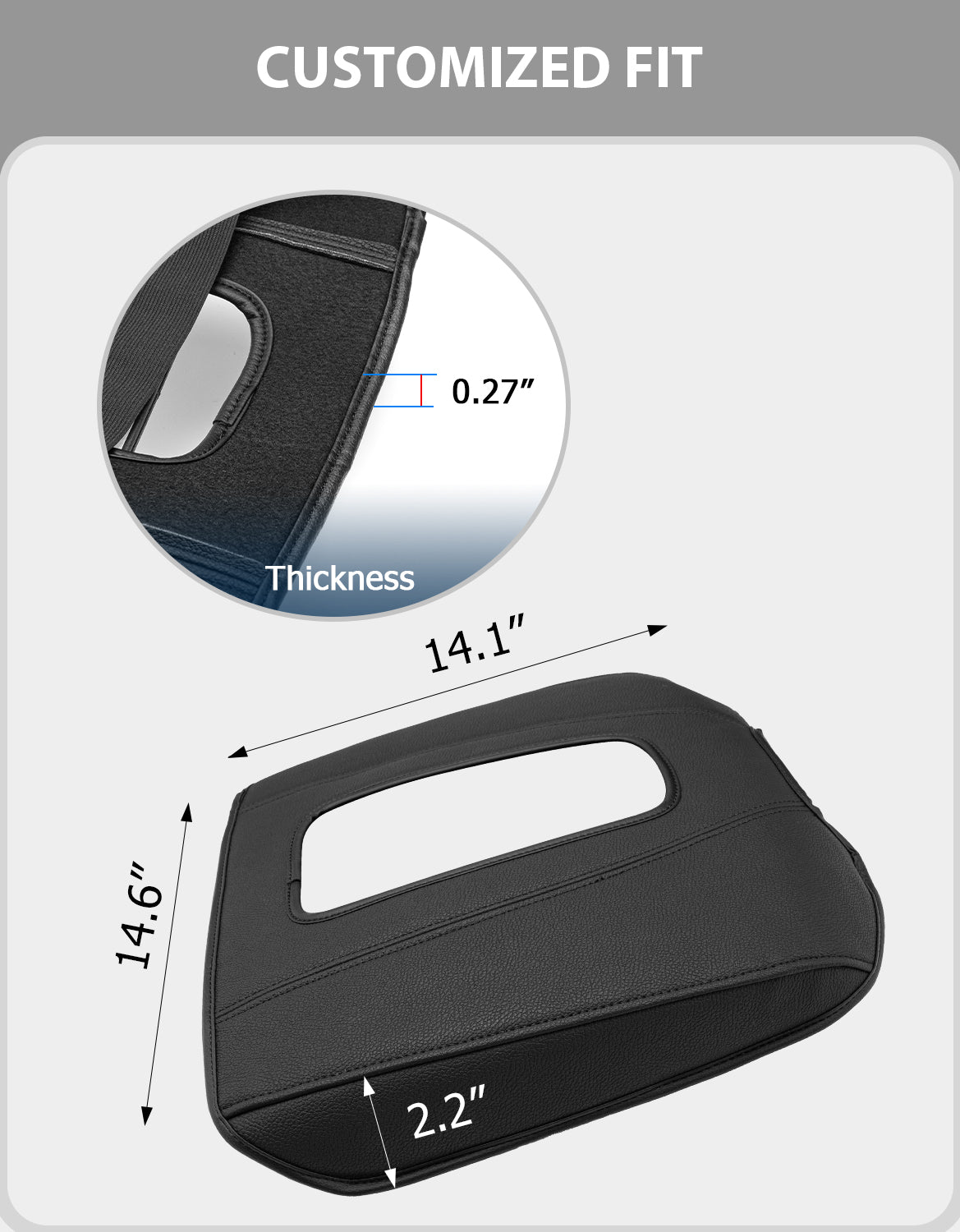 KBH Black Center Console Armrest Cover for 2015-2020 Cadillac Escalade