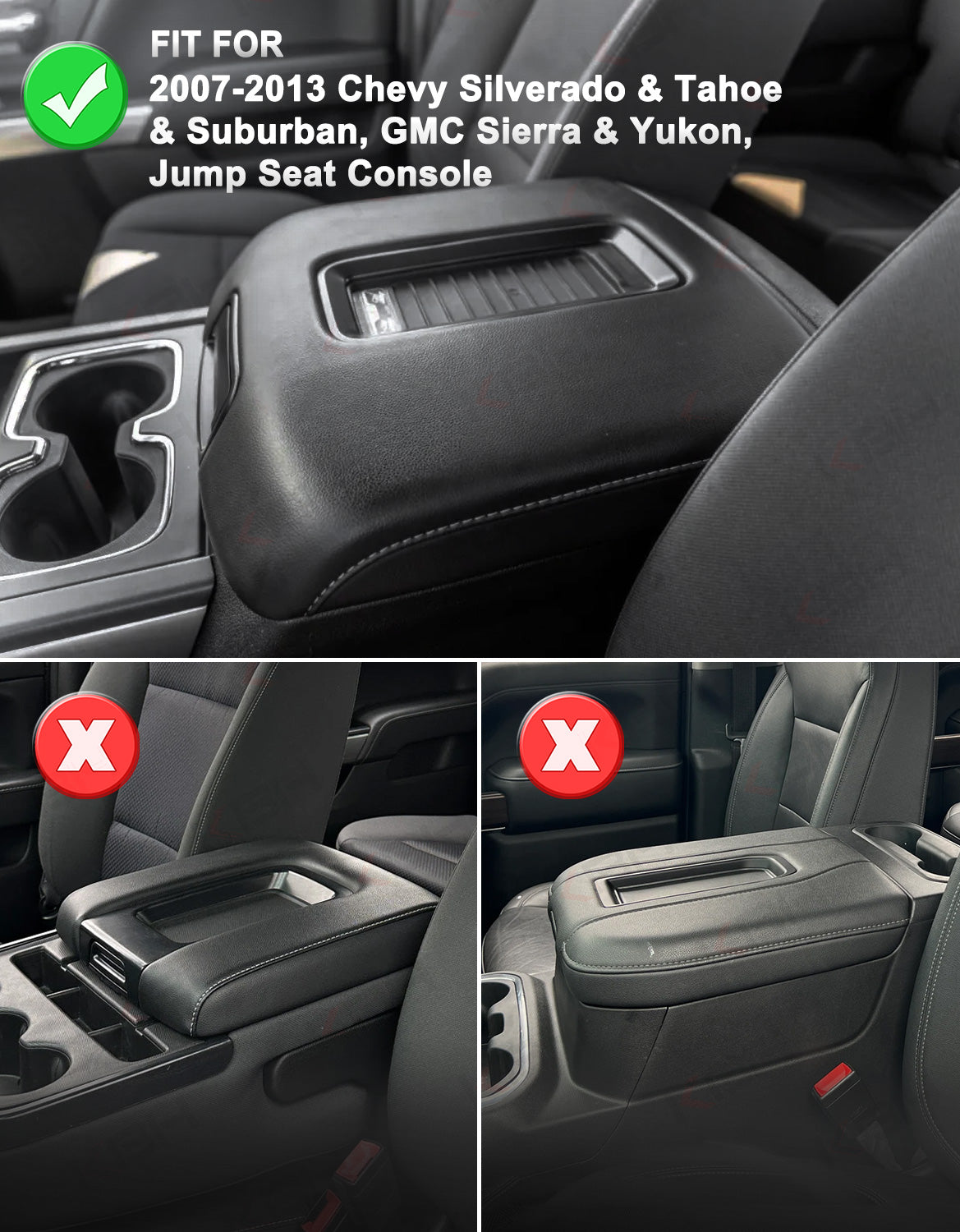 Center Console Armrest Cover for Bucket Seat 2014-2018 Chevy Silverado 1500/2500/3500,2014-2018 GMC Sierra 1500/2500/3500,2015-2020 Tahoe/Yukon/Suburban