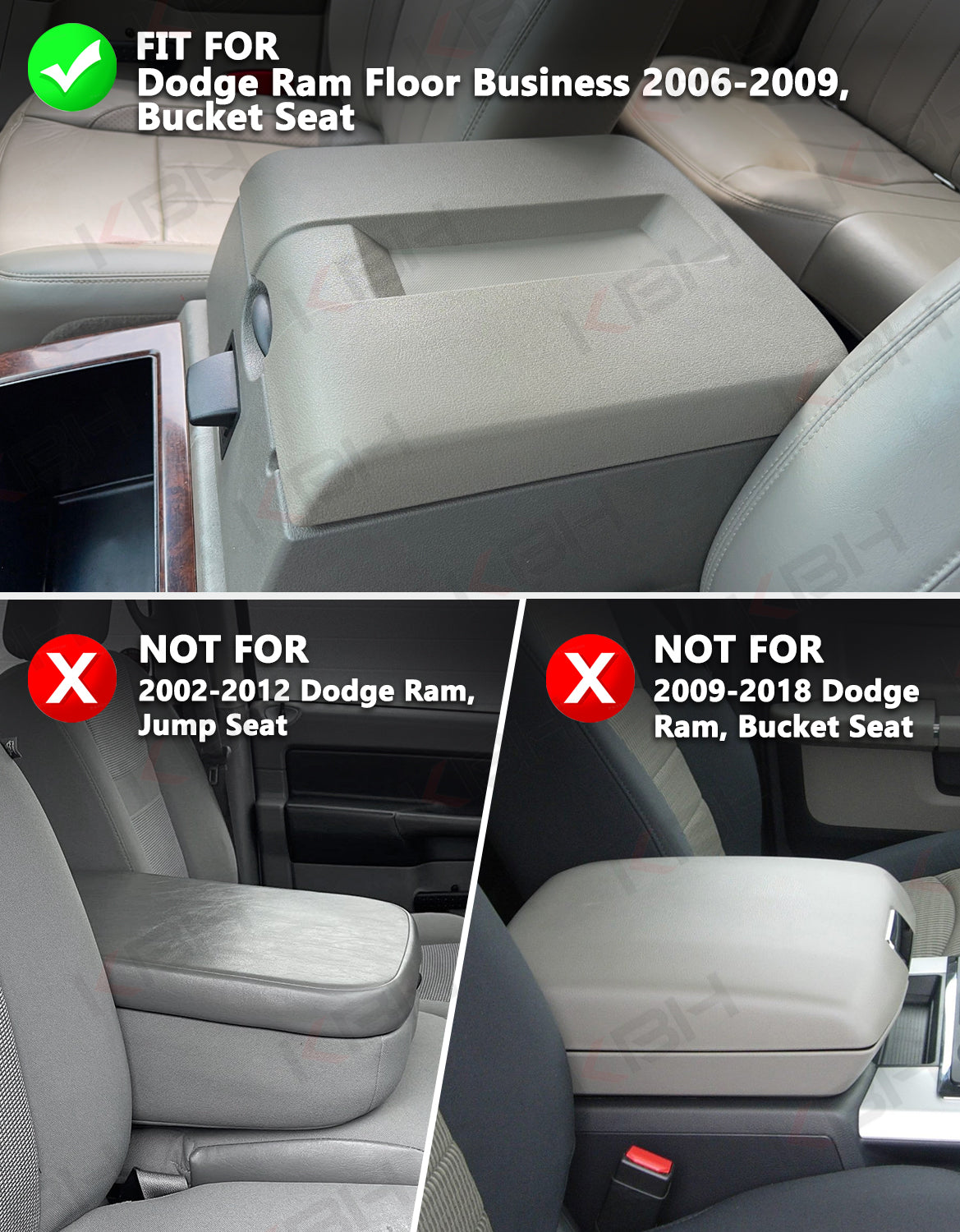 Center Console Armrest Cover Pad for Bucket Seat Dodge Ram Floor Business 2006-2009 Dodge Ram Floor Business