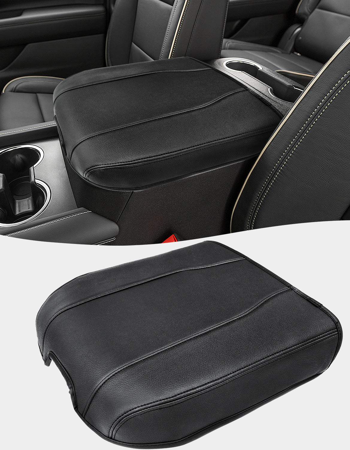 KBH Center Console Armrest Cover for Bucket Seat 2019-2025 Chevy Silverado 1500 2500 3500,2019-2025 GMC Sierra 1500 2500 3500,2021-2025 Tahoe/Suburban/Yukon