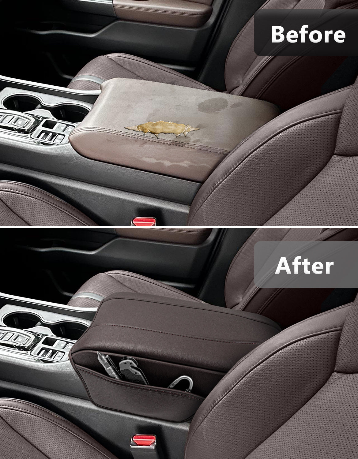 KBH Center Console Armrest Cover for Honda Pilot 2023-2026, Honda Ridgeline 2024-2025, Passport 2024-2026,Middle Console Lid Protector with Side Pockets